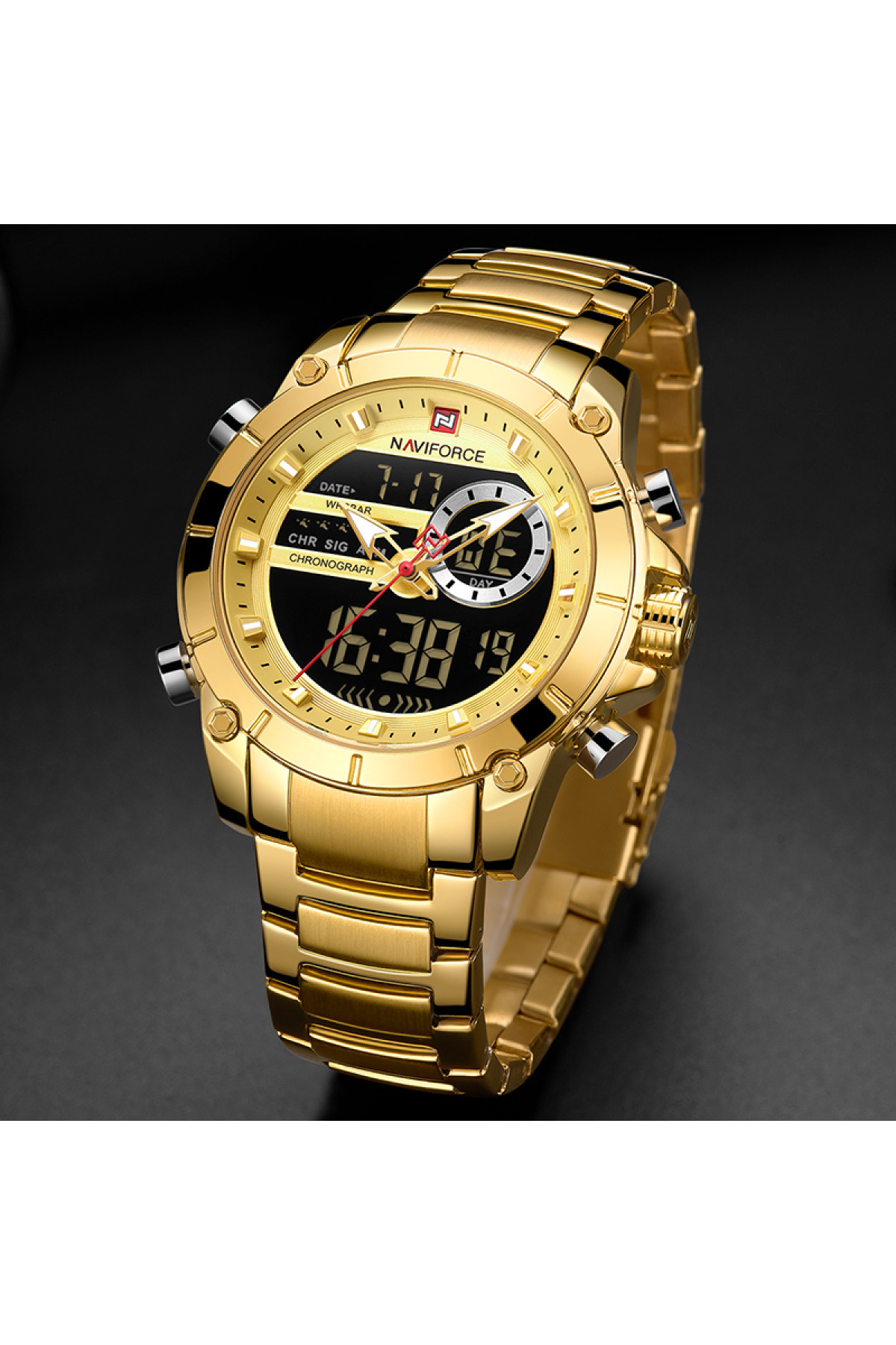 Чоловічий годинник  Naviforce Jazz Gold