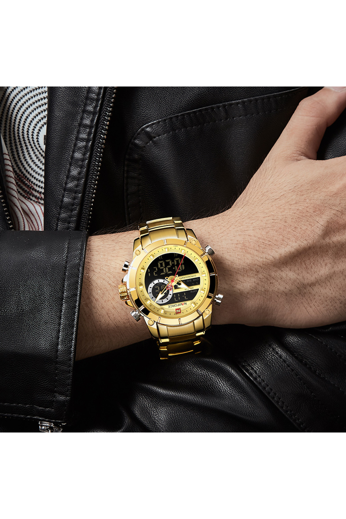 Чоловічий годинник  Naviforce Jazz Gold