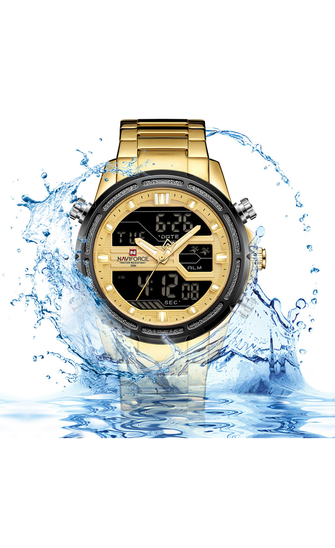 Чоловічий годинник  Naviforce Jazz Gold