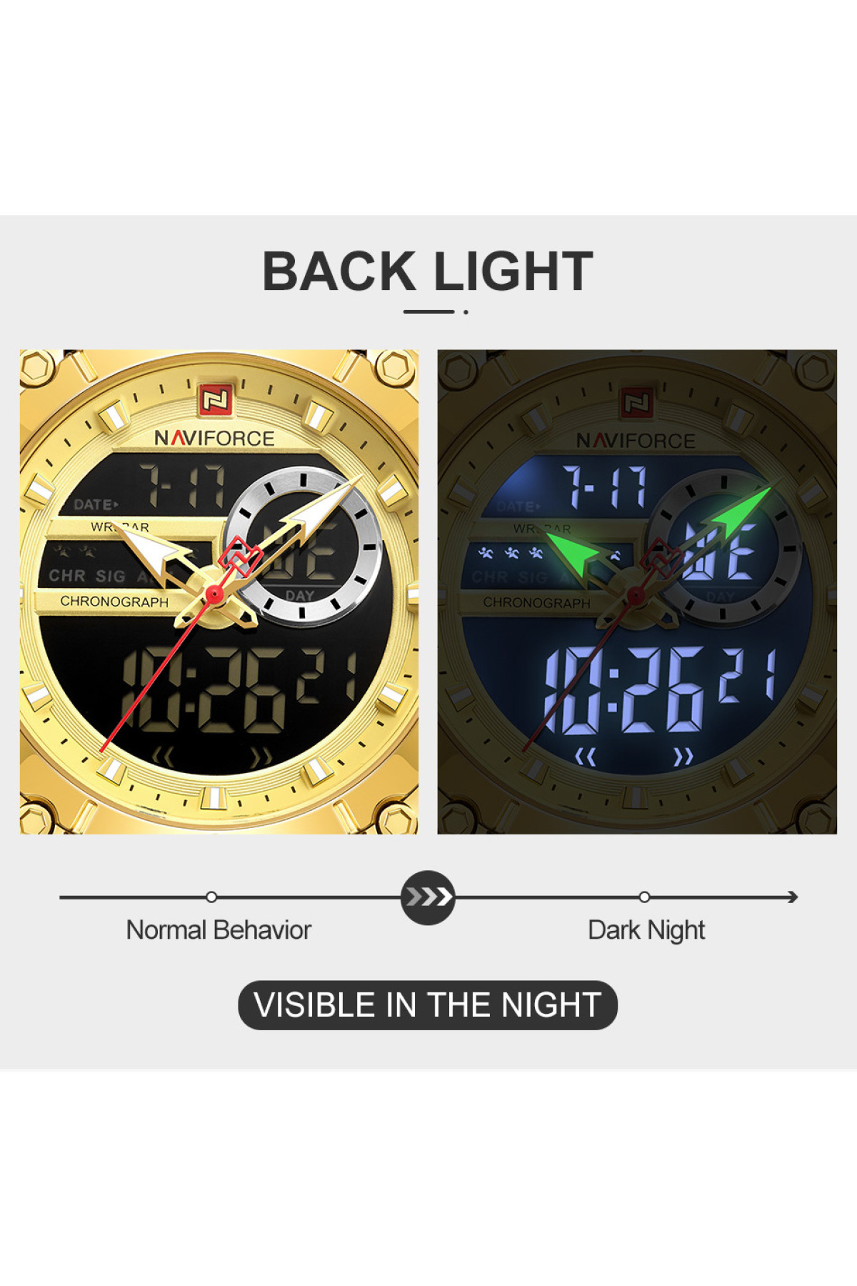 Чоловічий годинник  Naviforce Jazz Gold