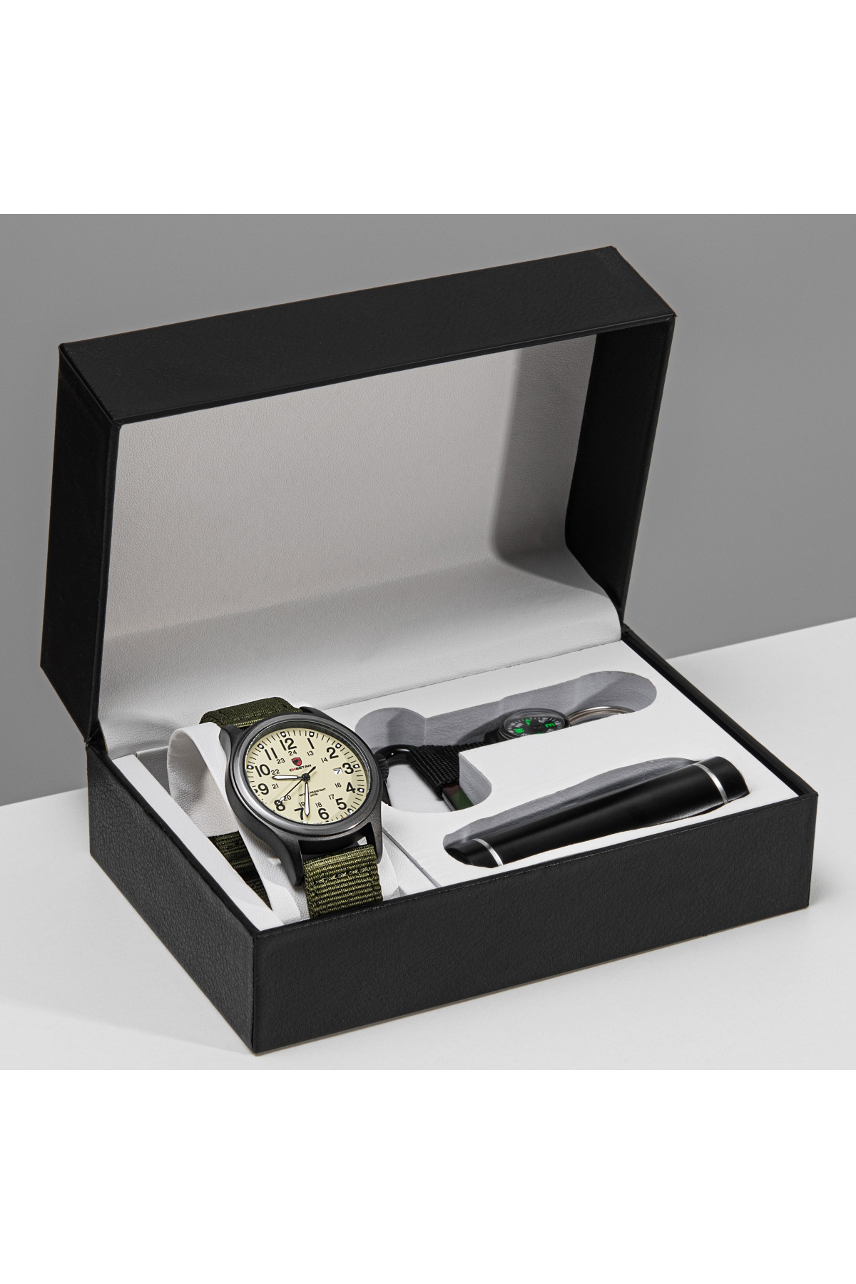 Чоловічий годинник  Besta Box Command Light набір з компасом