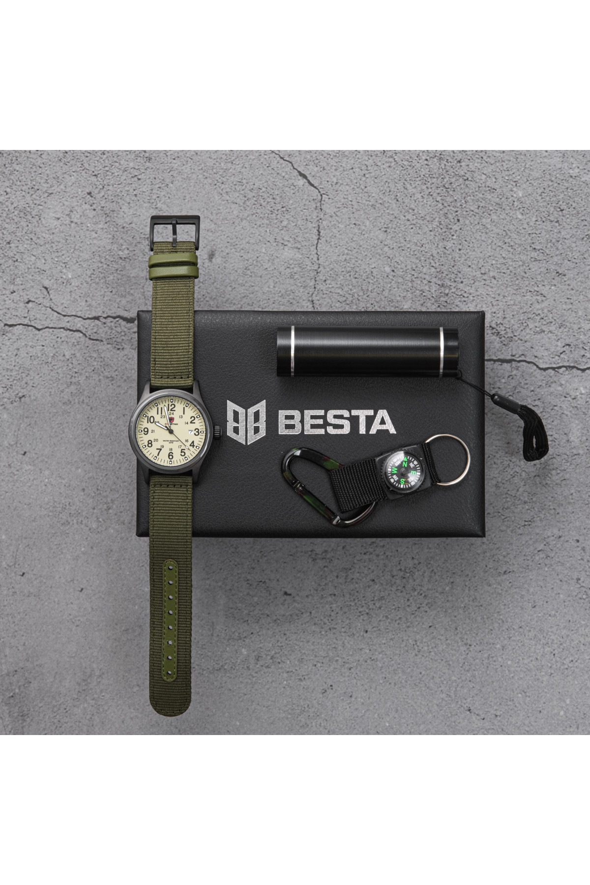 Чоловічий годинник  Besta Box Command Light набір з компасом