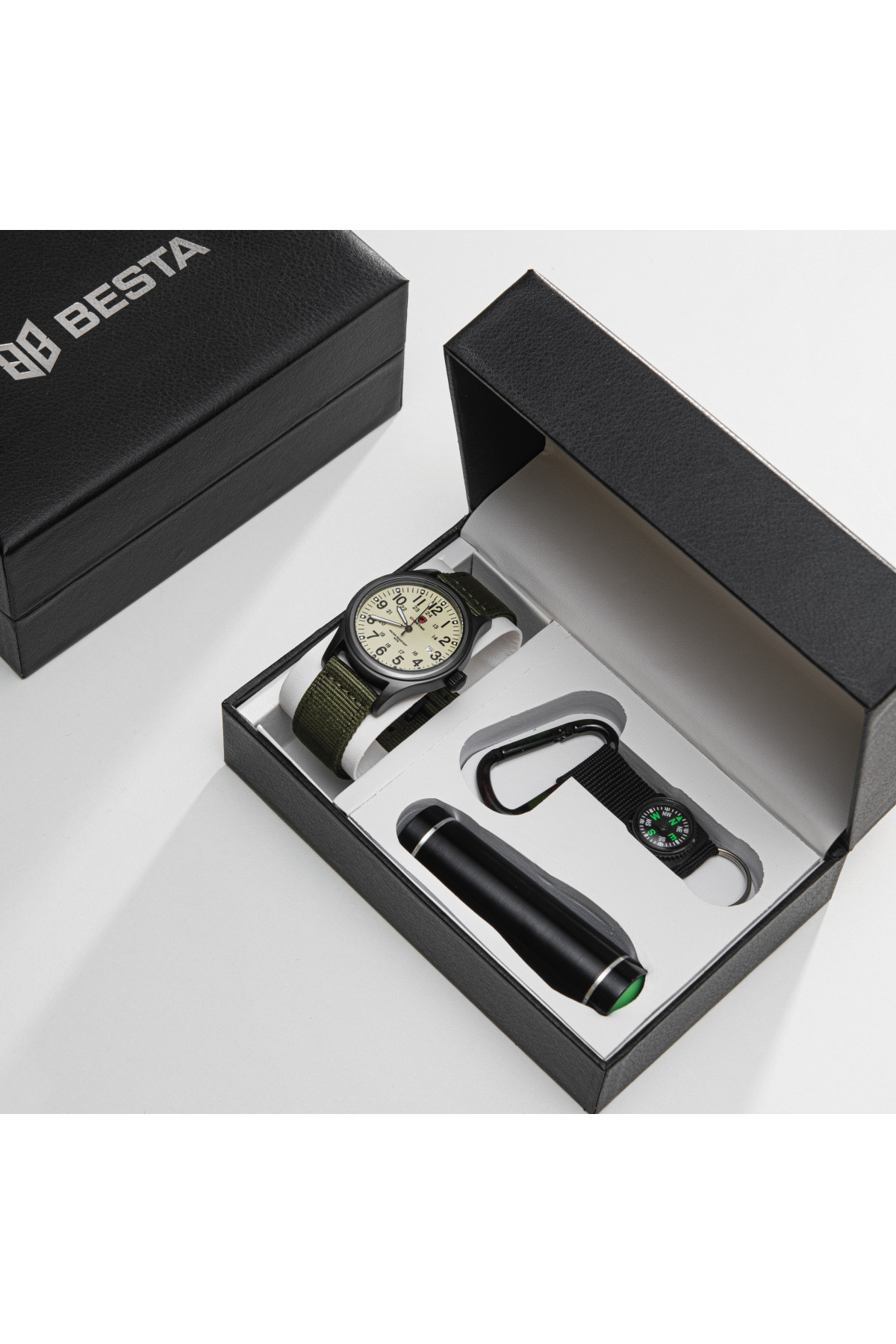 Чоловічий годинник  Besta Box Command Light набір з компасом