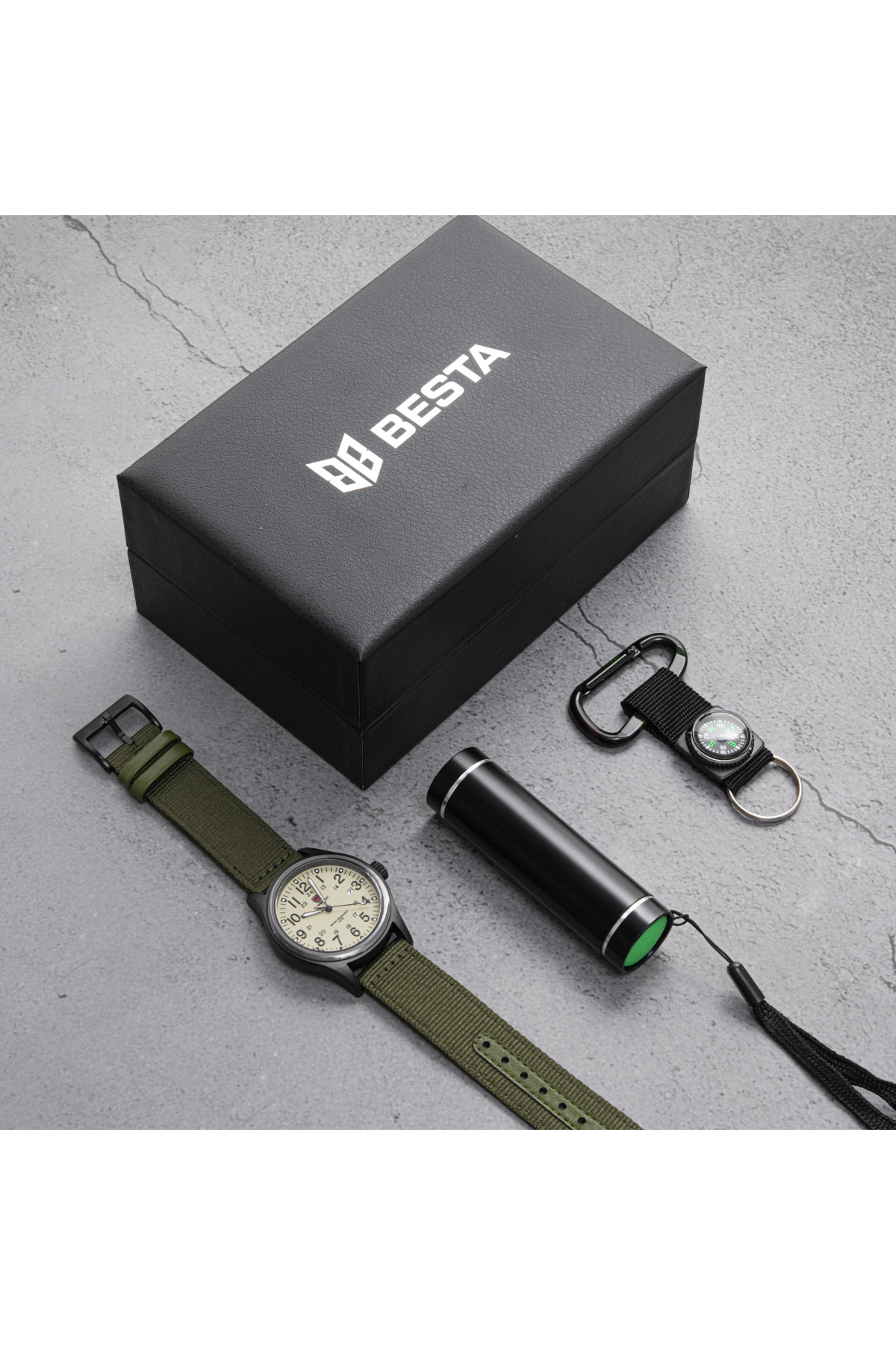 Чоловічий годинник  Besta Box Command Light набір з компасом