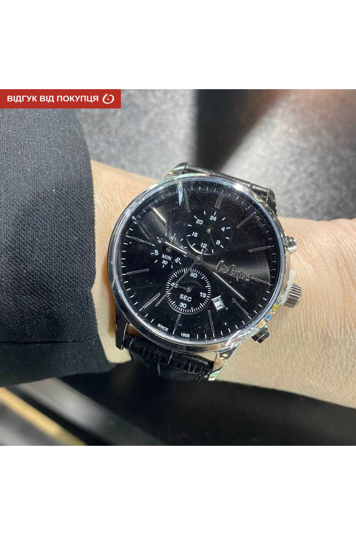 Чоловічий годинник  Lee Cooper Leather Black