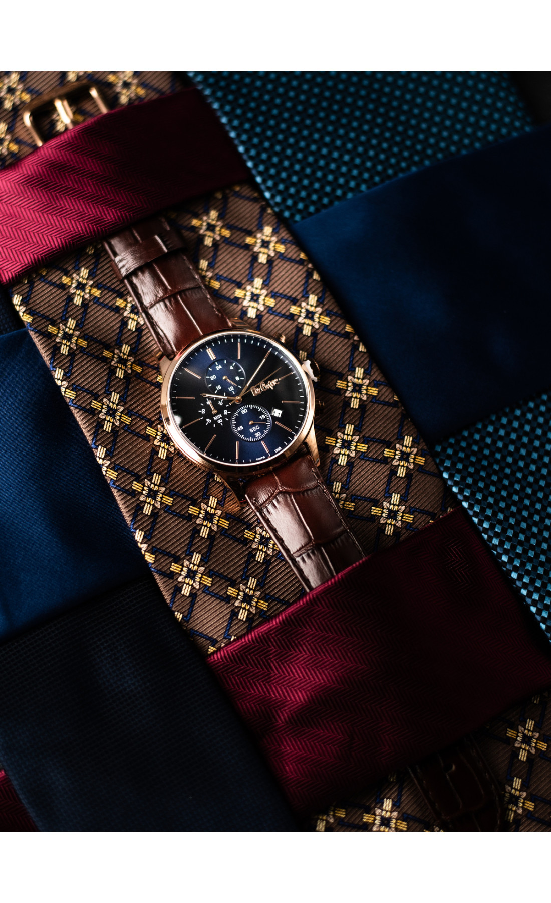 Чоловічий годинник  Lee Cooper Leather Gold