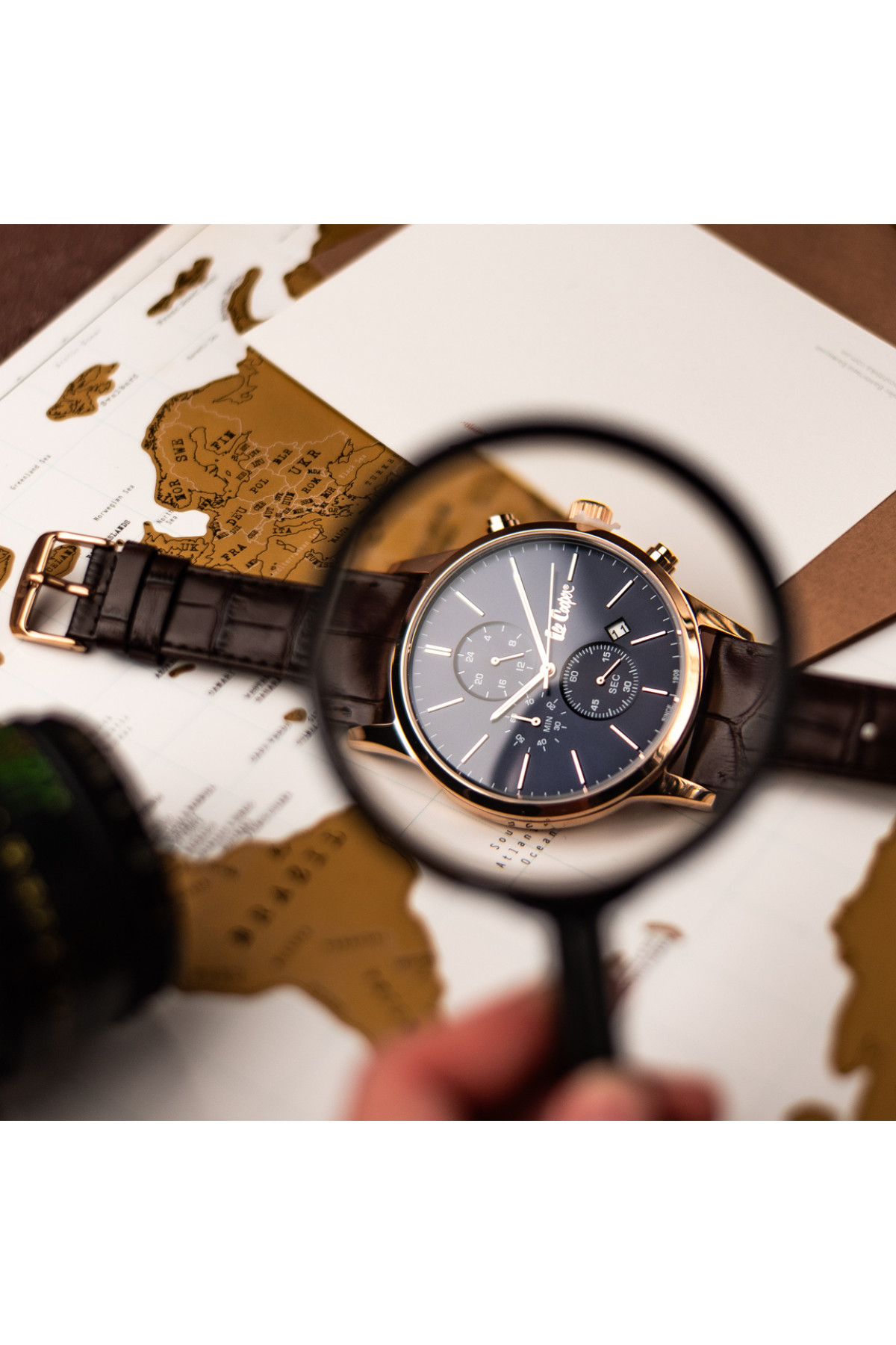 Чоловічий годинник  Lee Cooper Leather Gold