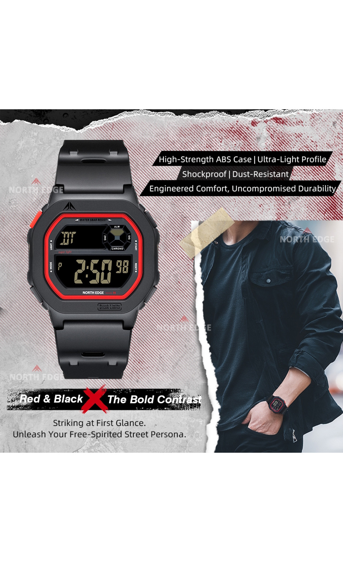 Чоловічий годинник  North Edge X1 5BAR