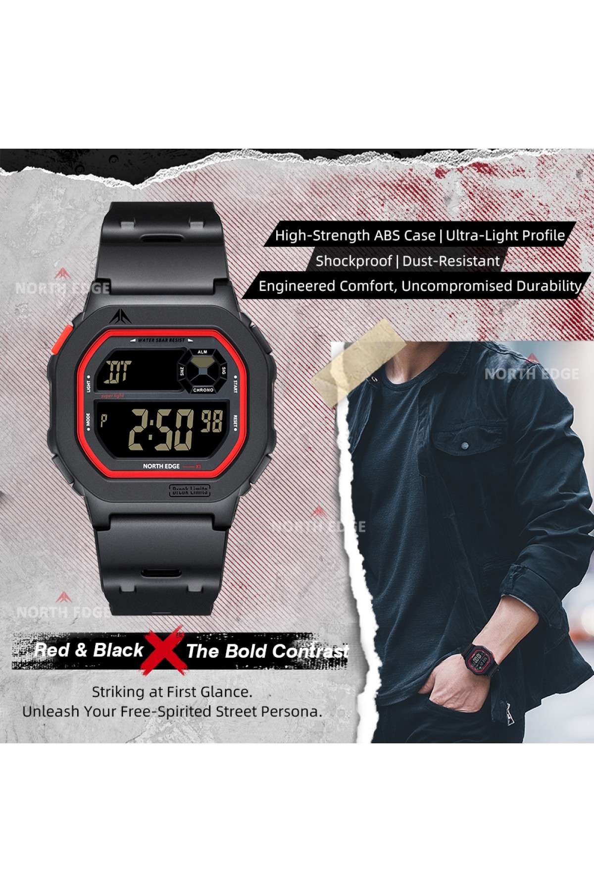 Чоловічий годинник  North Edge X1 5BAR