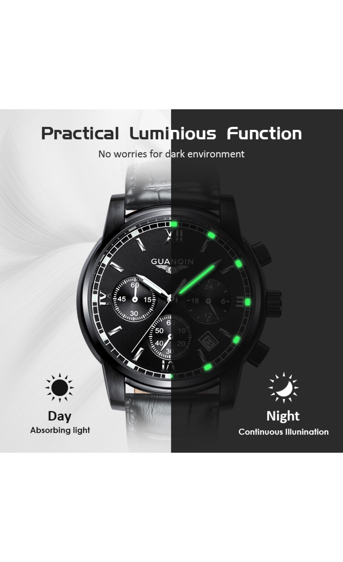 Чоловічий годинник  Guanquin Liberty Leather