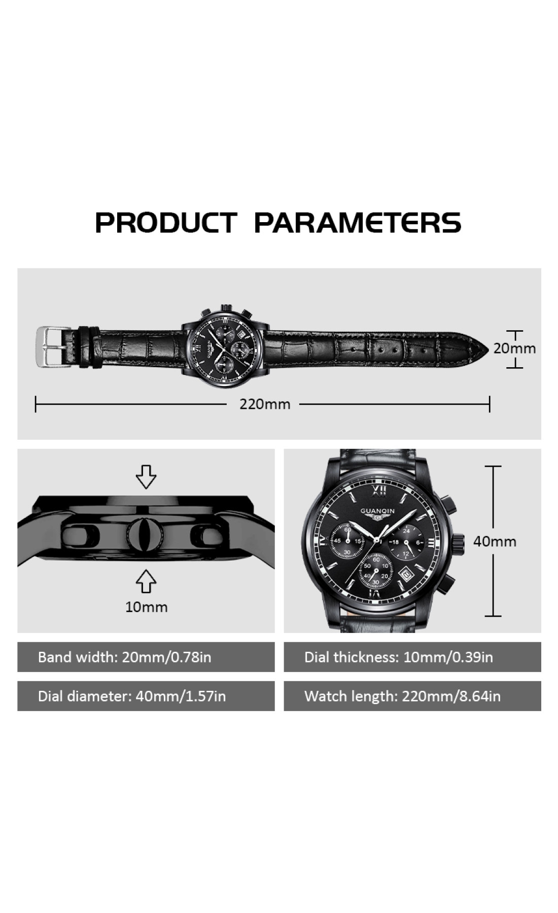 Чоловічий годинник  Guanquin Liberty Leather