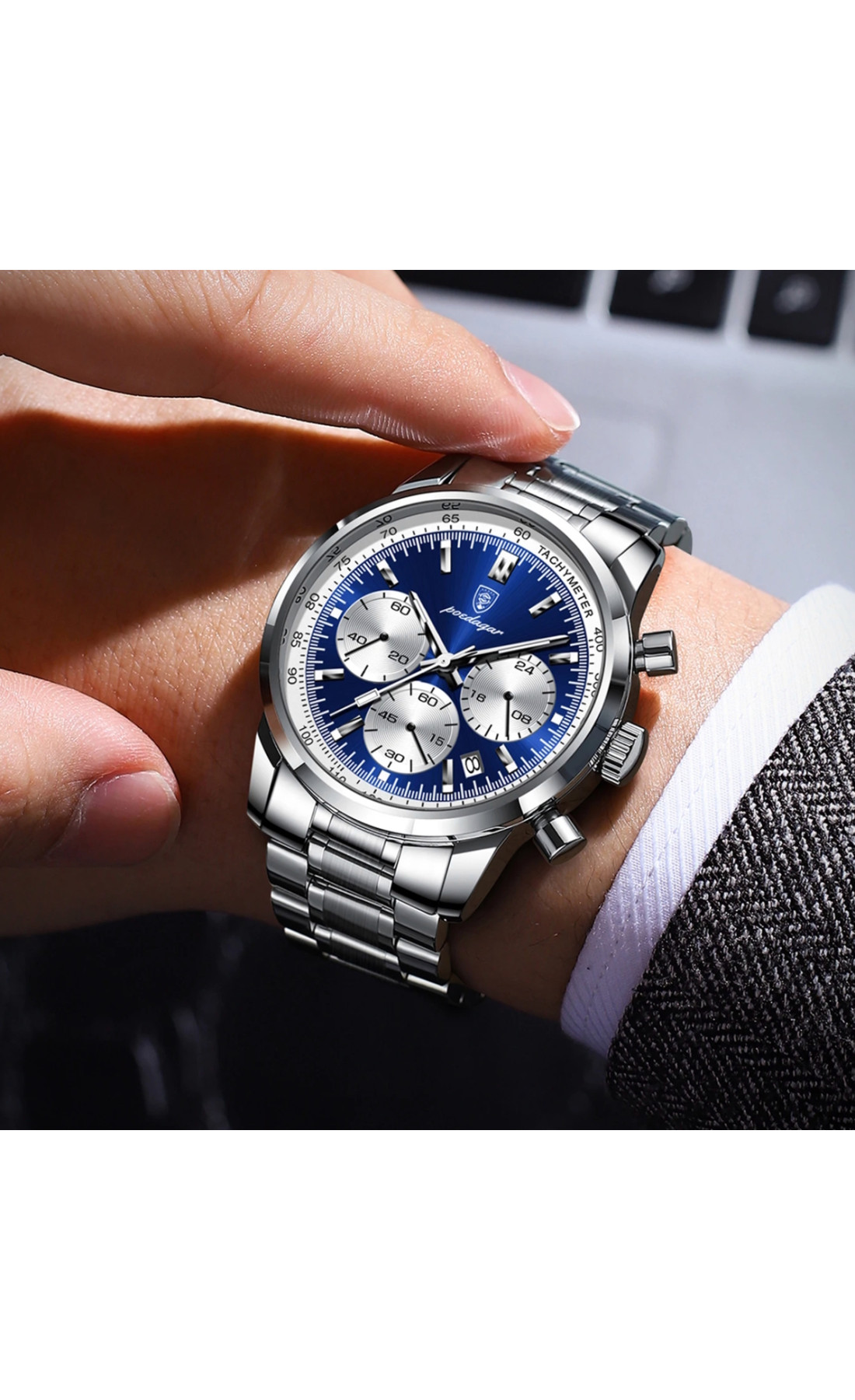 Чоловічий годинник  Poedagar Petros Silver