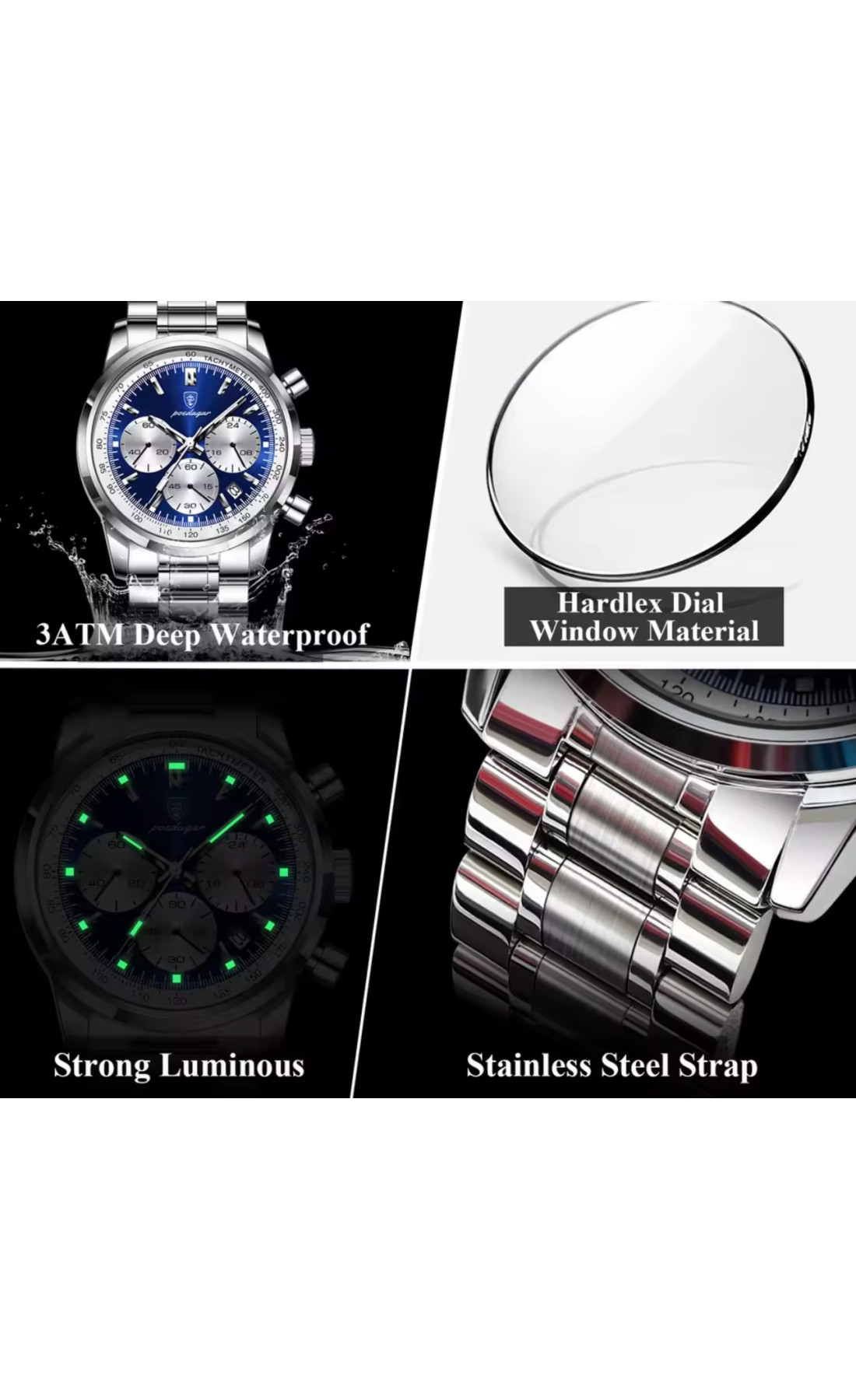 Чоловічий годинник  Poedagar Petros Silver