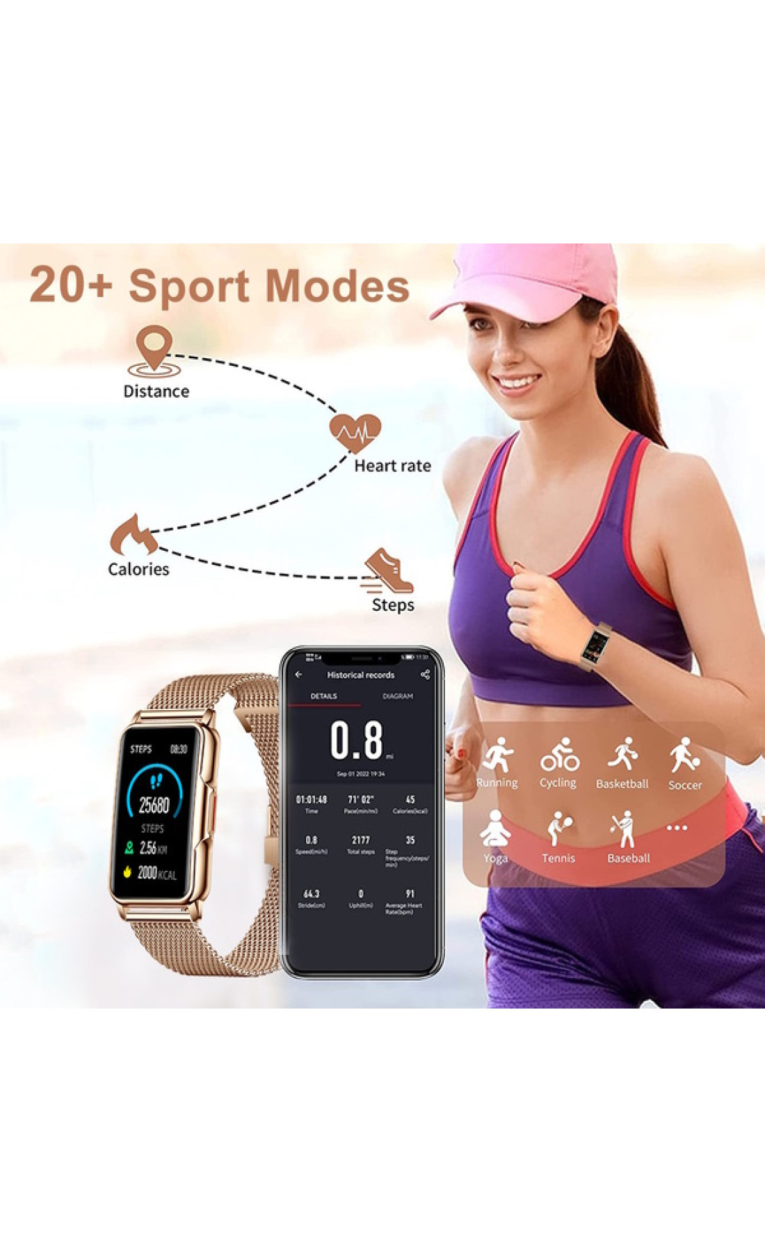 Смарт годинник  Smart Mioband Nano+ Pink, 2 ремінці