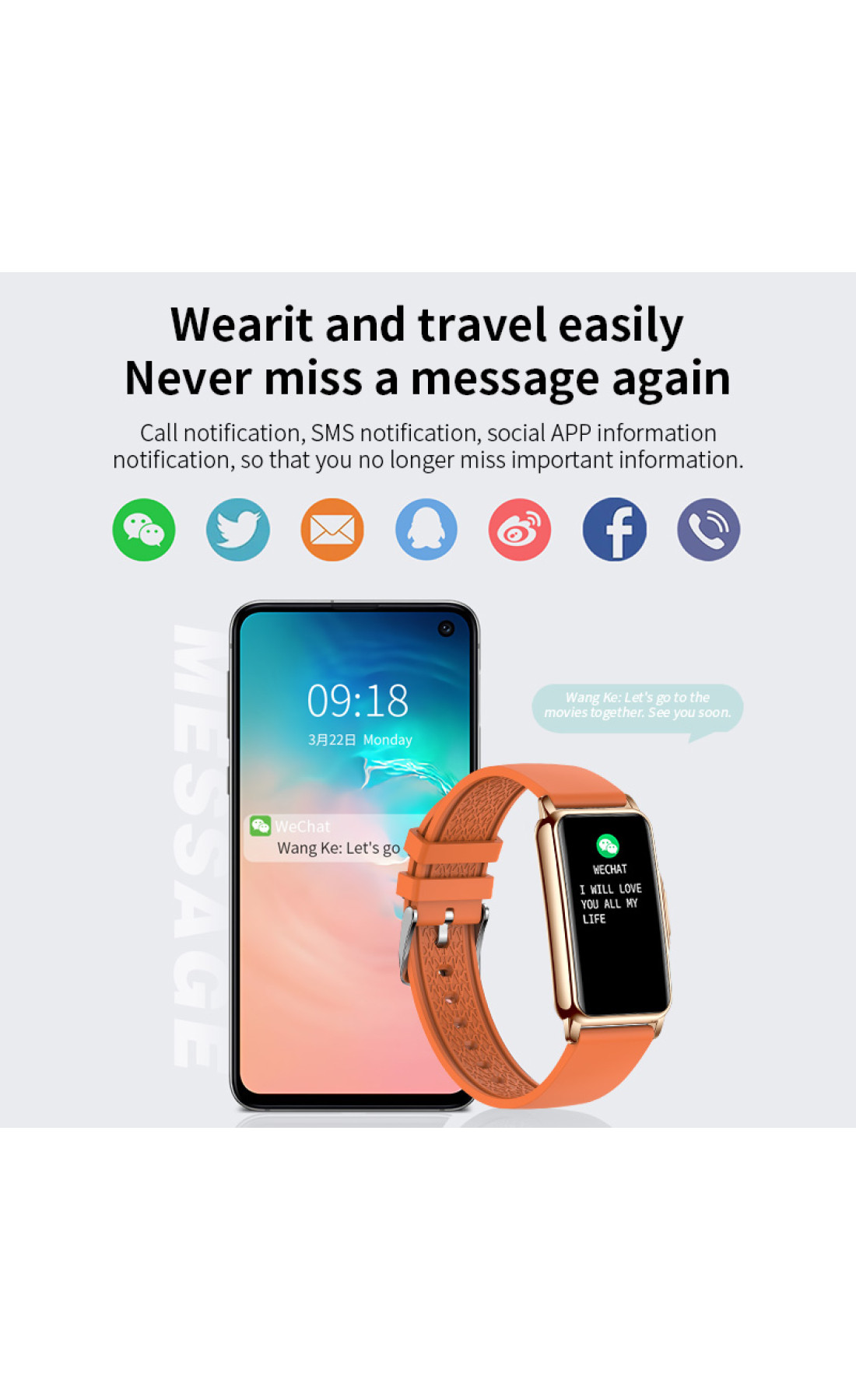 Смарт годинник  Smart Mioband Nano+ Orange, 2 ремінці