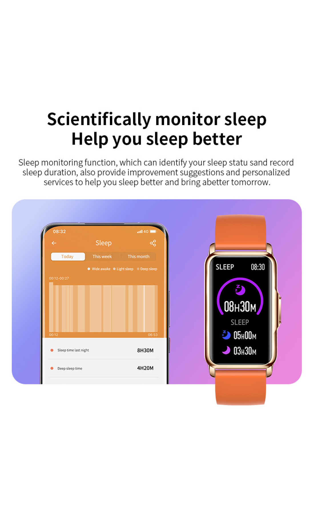 Смарт годинник  Smart Mioband Nano+ Orange, 2 ремінці