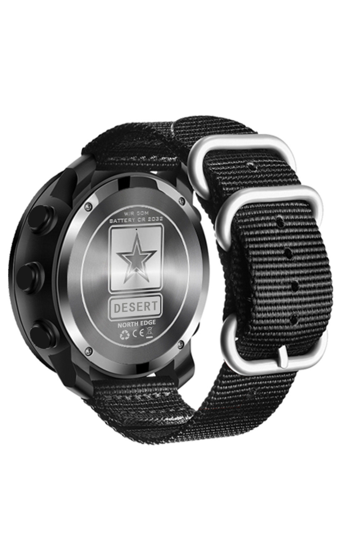 Чоловічий годинник  North Edge Desert Nylon Power 5BAR з компасом