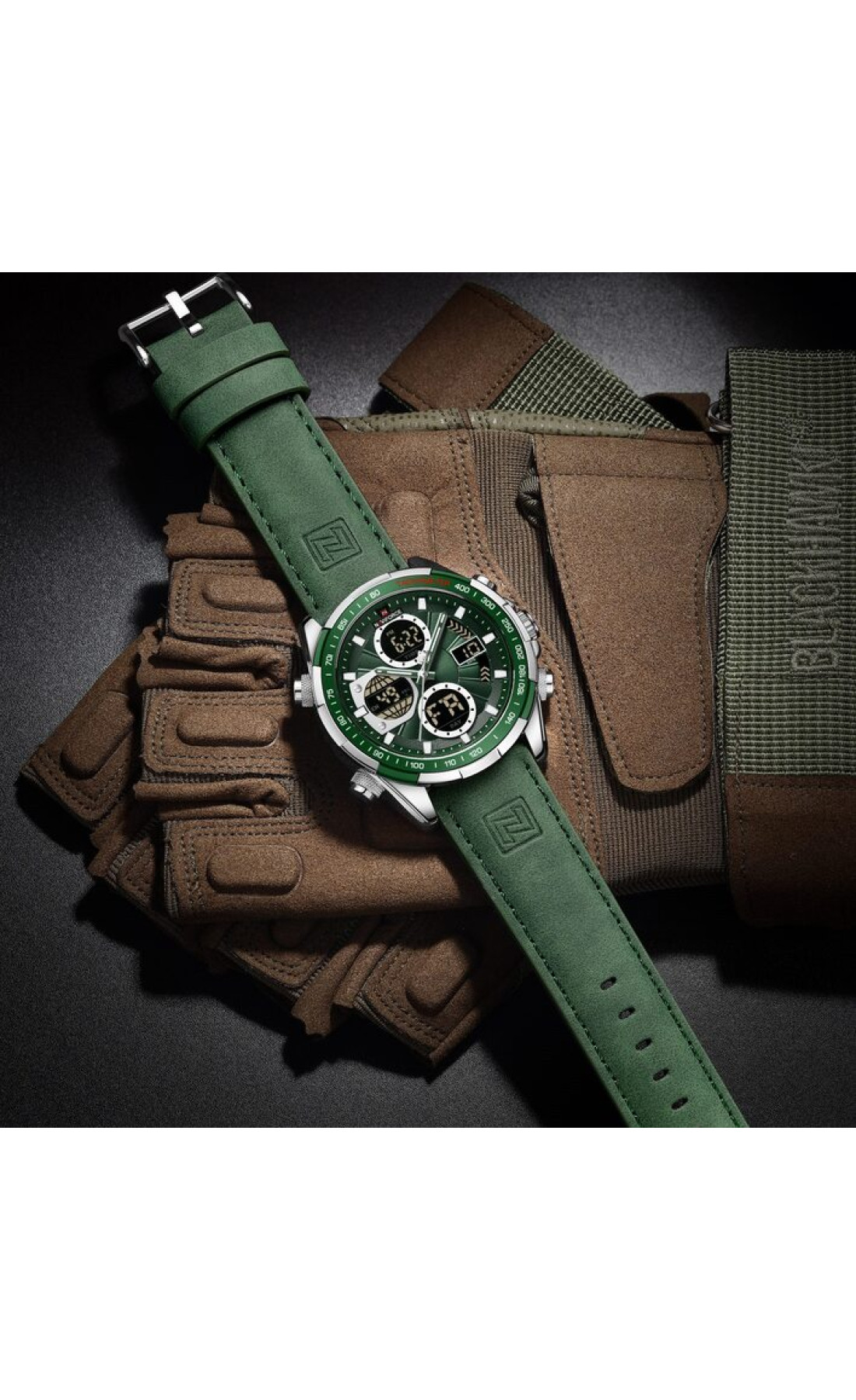 Чоловічий годинник  Naviforce Fly Army Hook Green, 2 ремінці