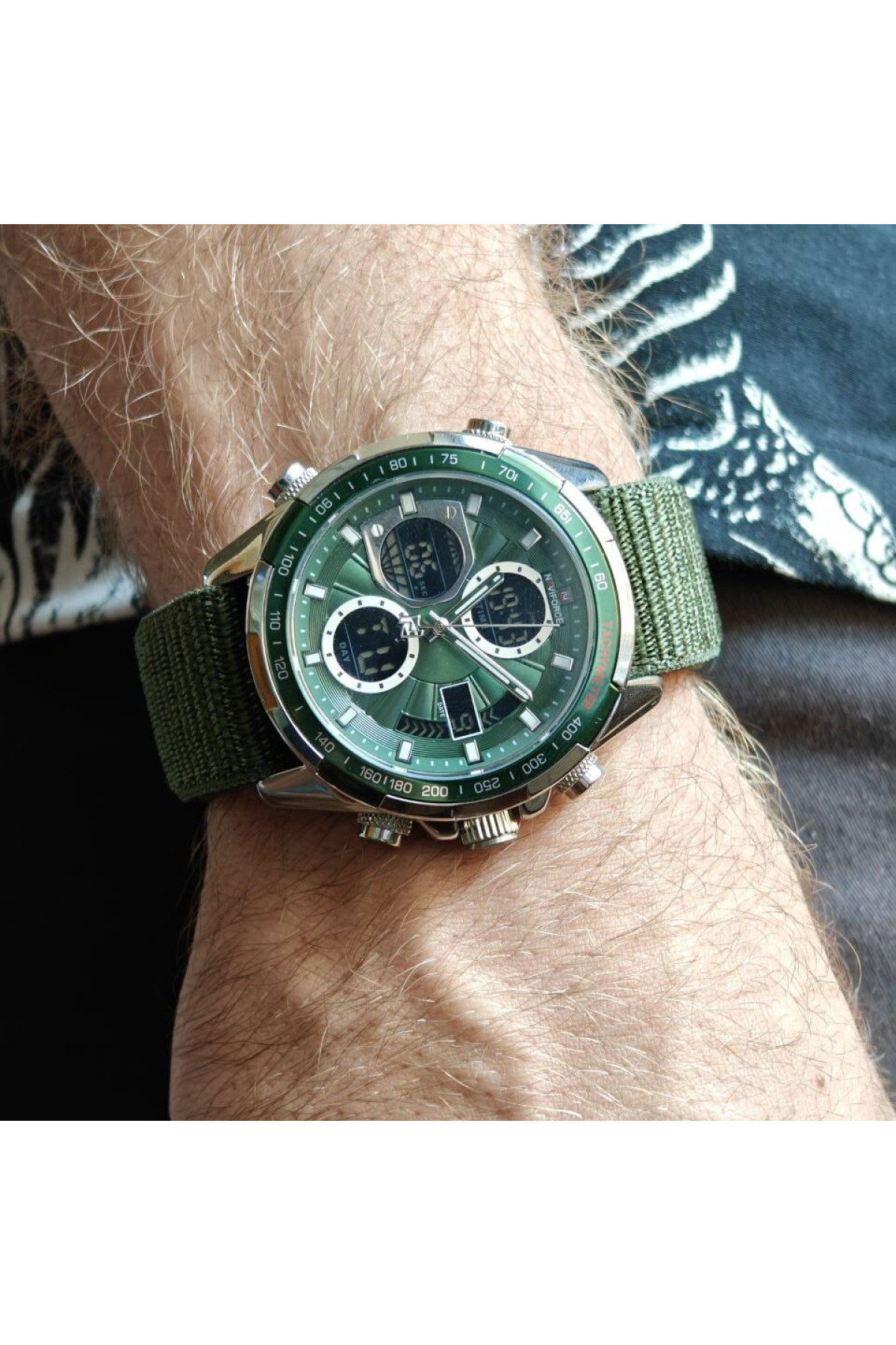 Чоловічий годинник  Naviforce Fly Army Hook Green, 2 ремінці