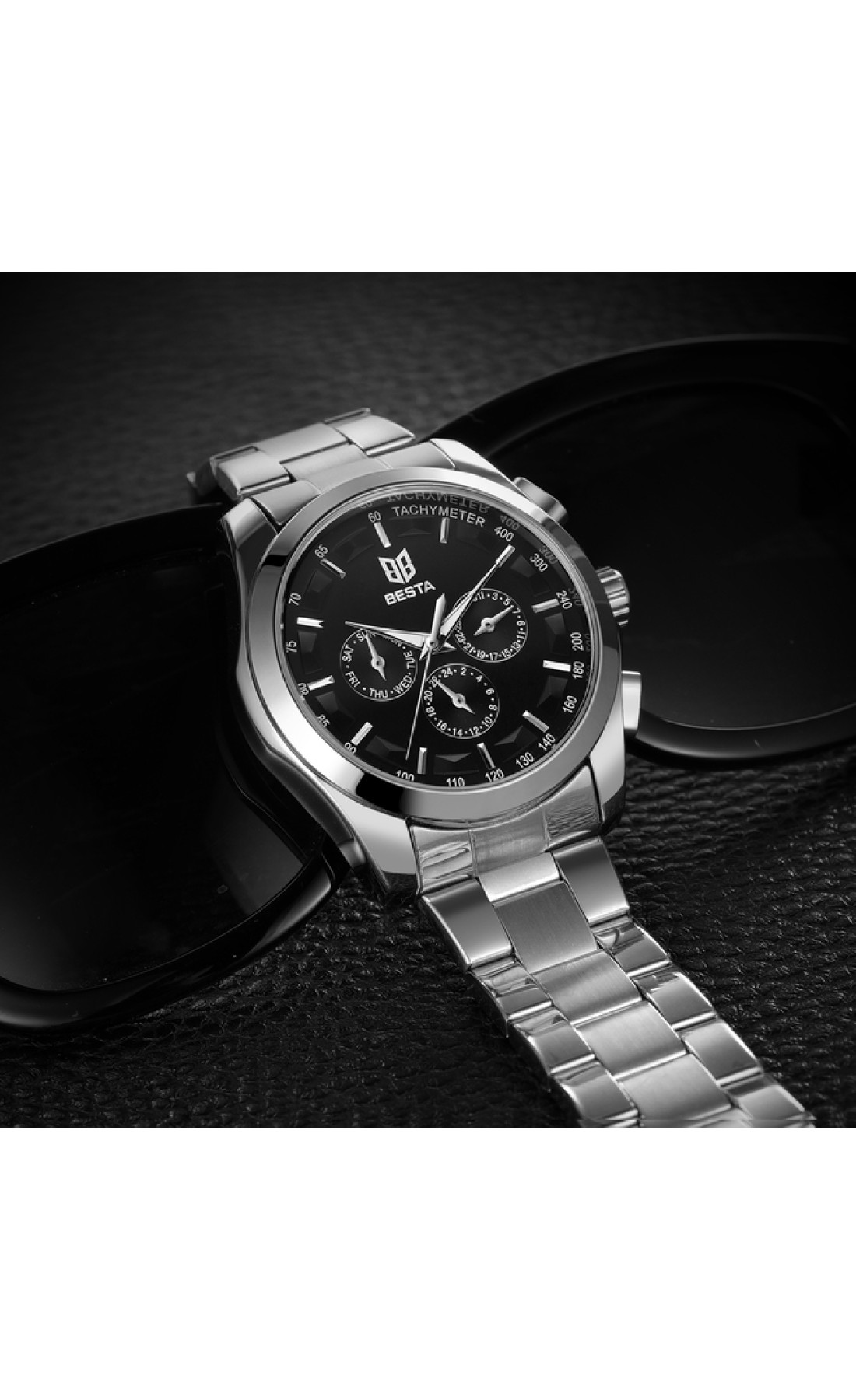 Чоловічий годинник  Besta Walker Elastic Black, 2 ремінці