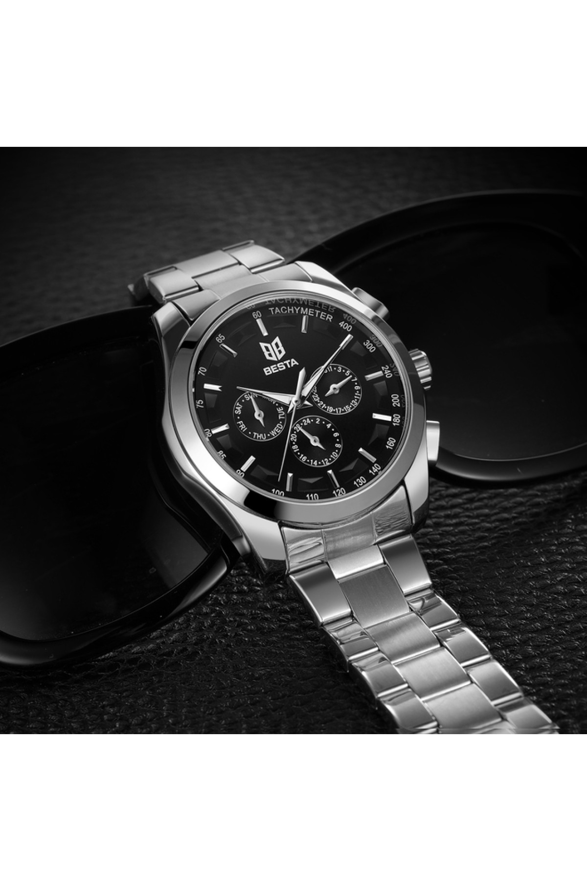 Чоловічий годинник  Besta Walker Elastic Black, 2 ремінці