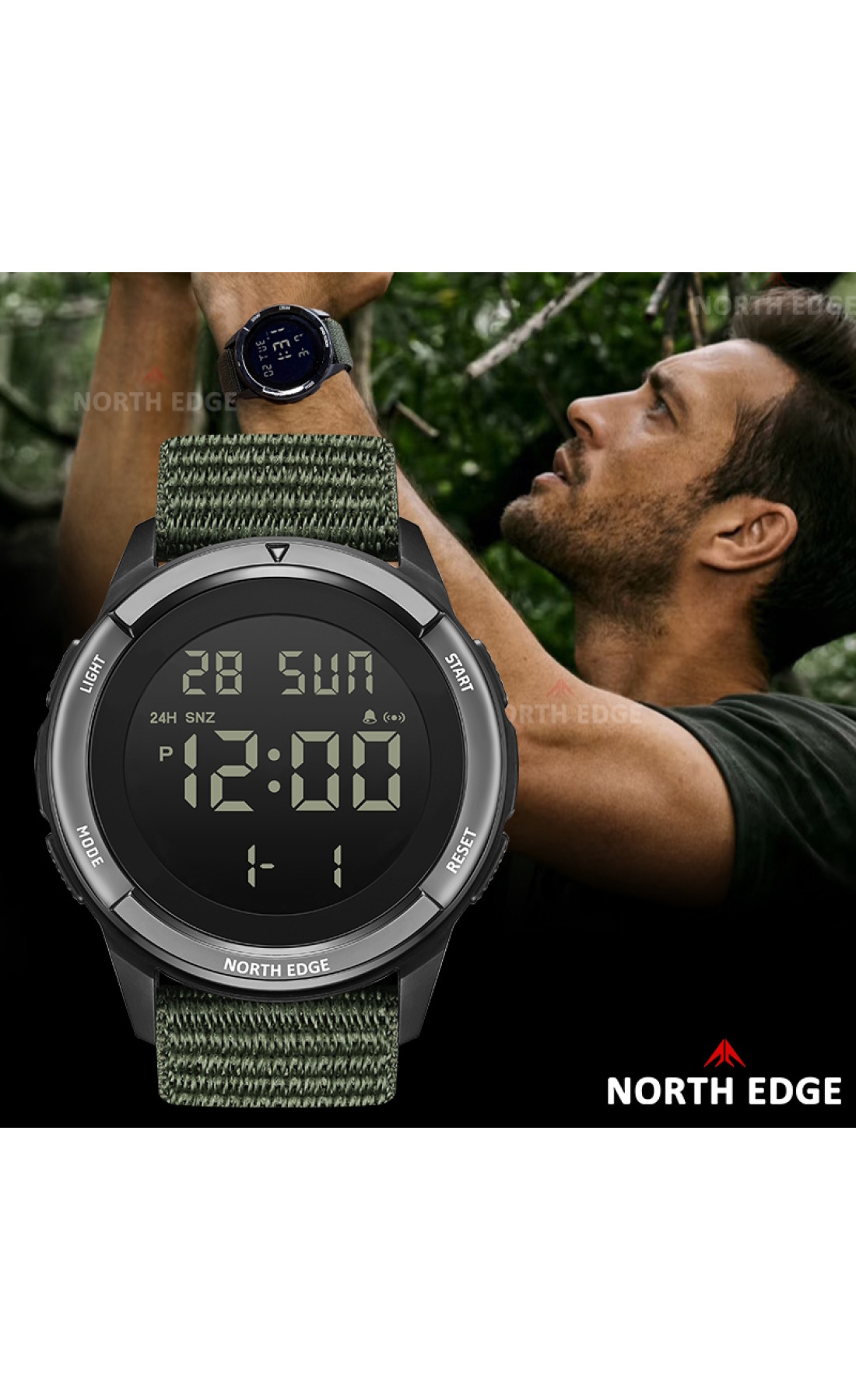 Чоловічий годинник  North Edge Terrax Green, 2 ремінці