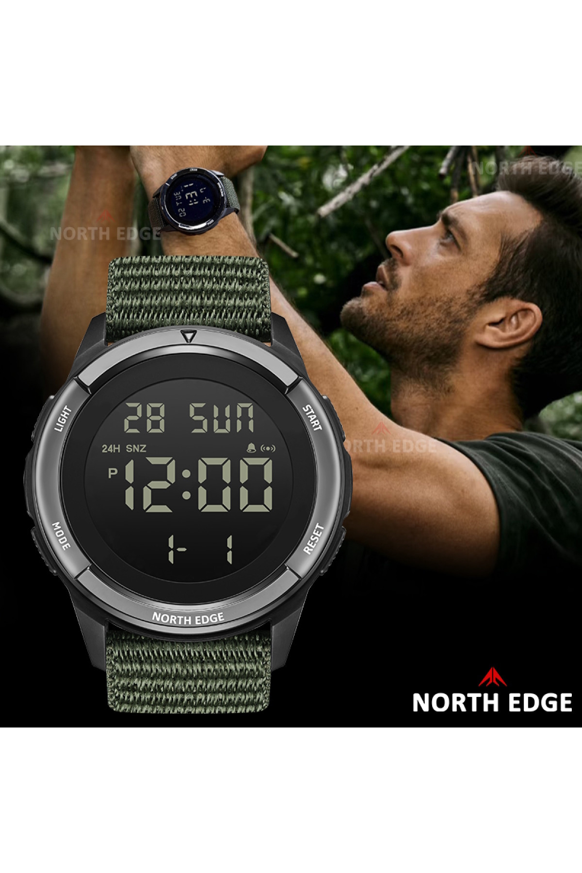 Чоловічий годинник  North Edge Terrax Green, 2 ремінці