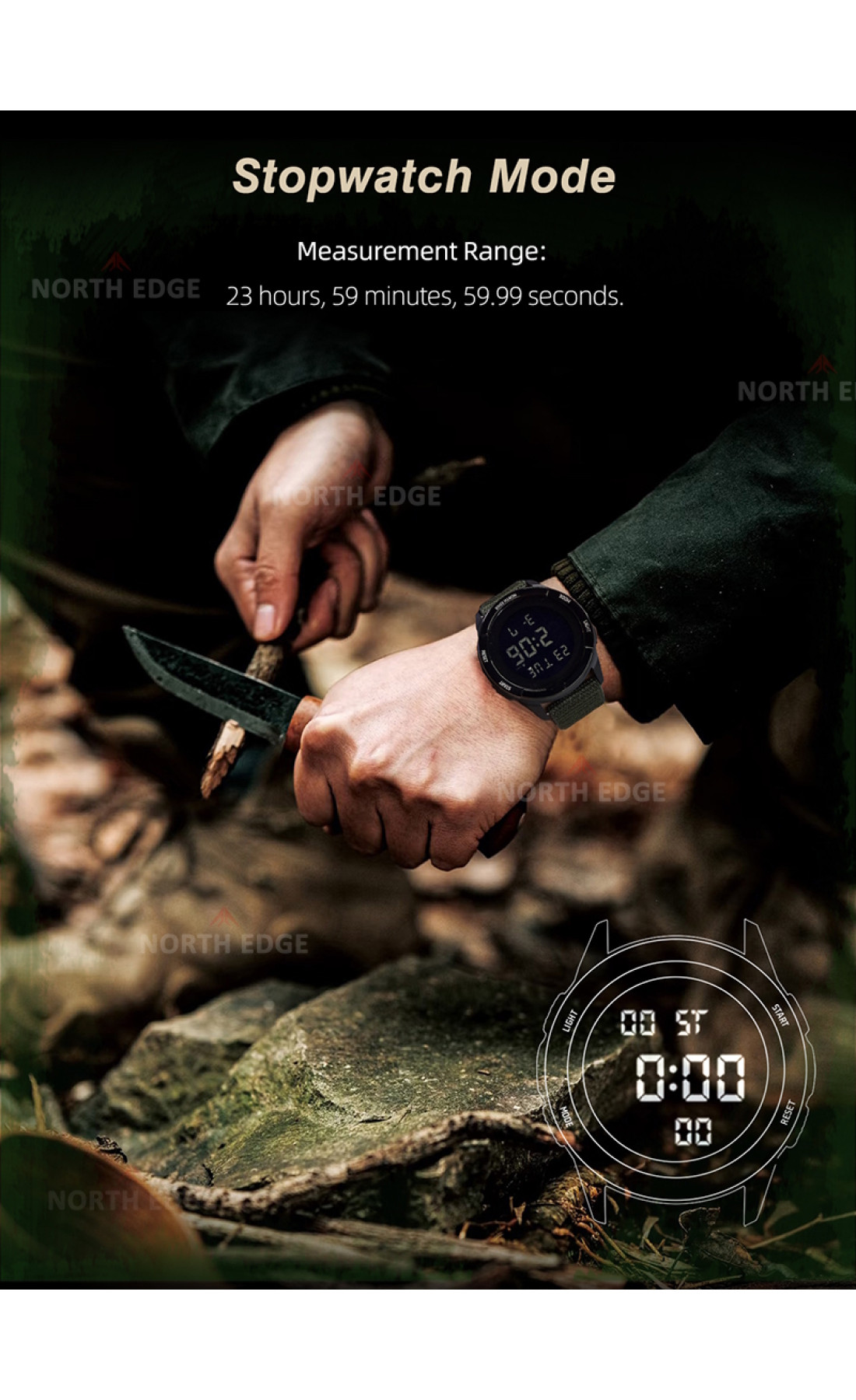 Чоловічий годинник  North Edge Terrax Green, 2 ремінці