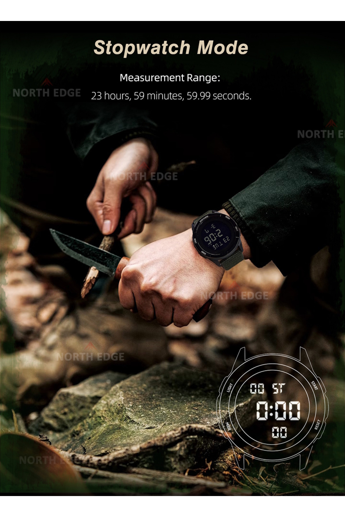 Чоловічий годинник  North Edge Terrax Green, 2 ремінці