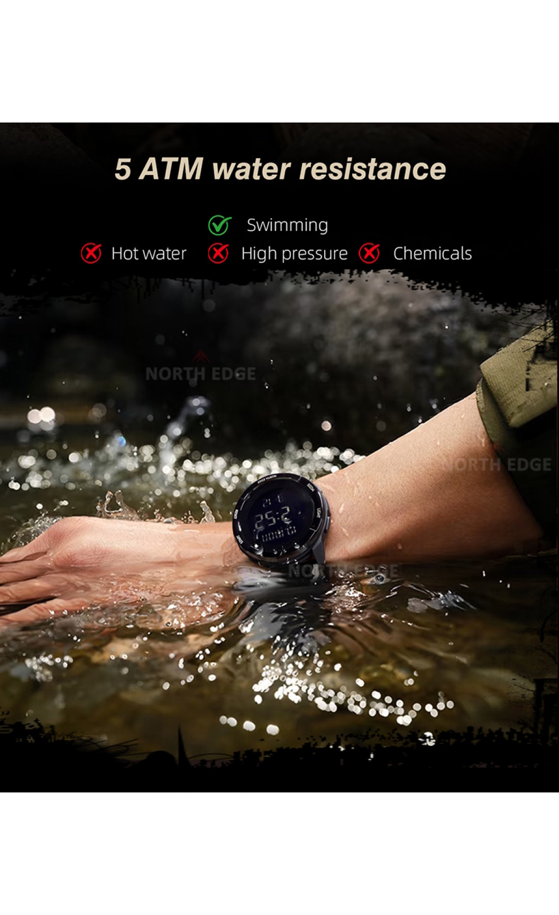 Чоловічий годинник  North Edge Terrax Green, 2 ремінці