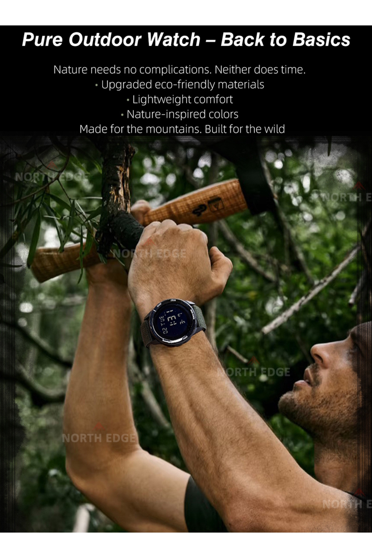 Чоловічий годинник  North Edge Terrax Green, 2 ремінці