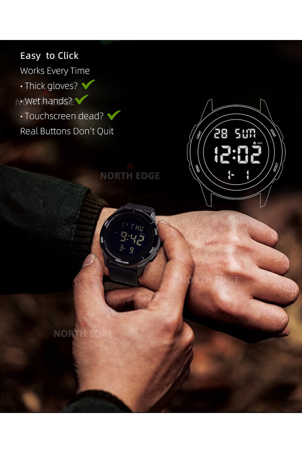 Чоловічий годинник  North Edge Terrax Black