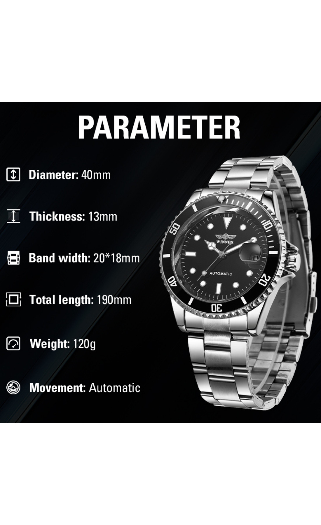 Чоловічий годинник  Winner Basel Nylon, 2 ремінці