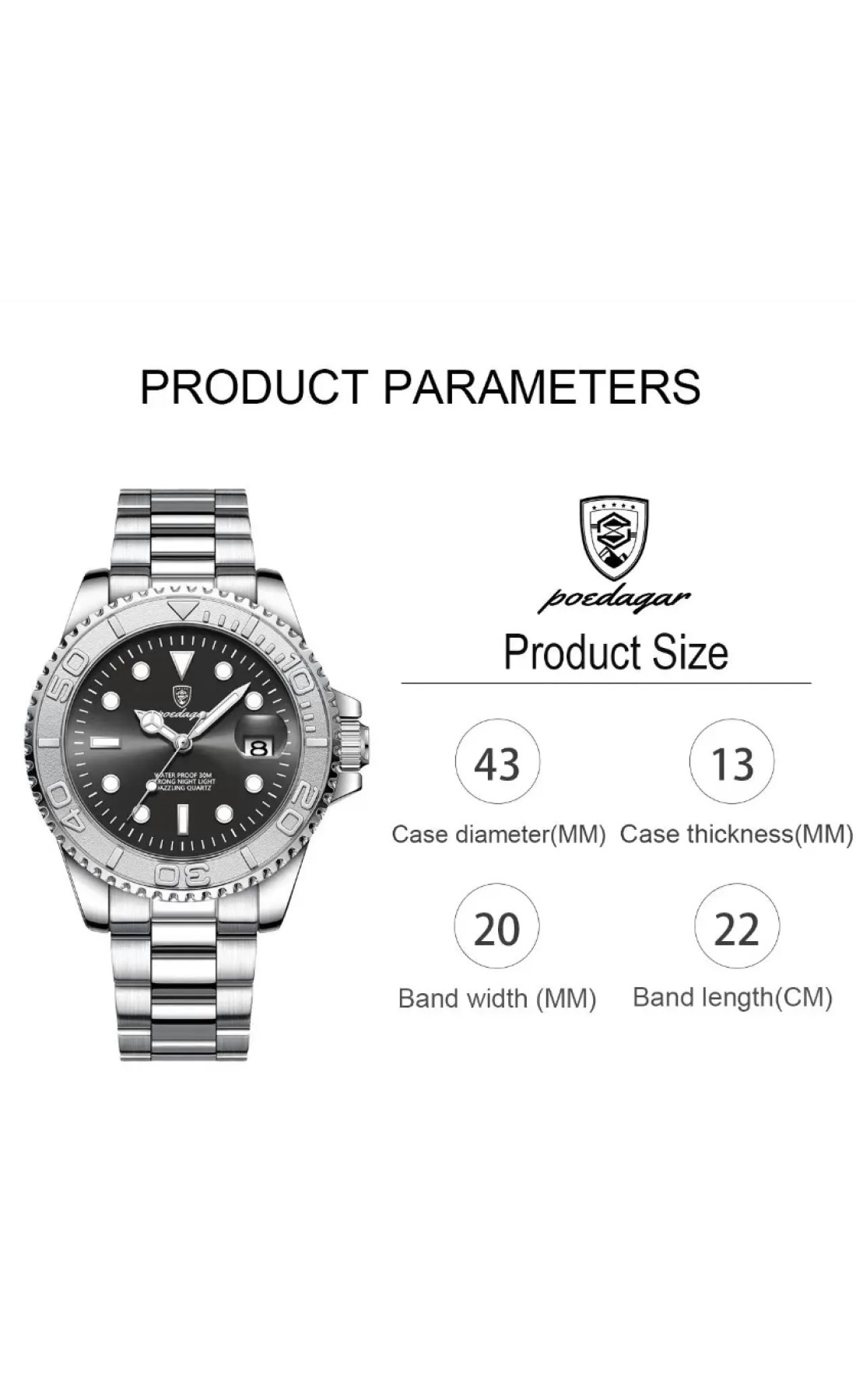 Чоловічий годинник  Poedagar Pilot Nylon, 2 ремінці