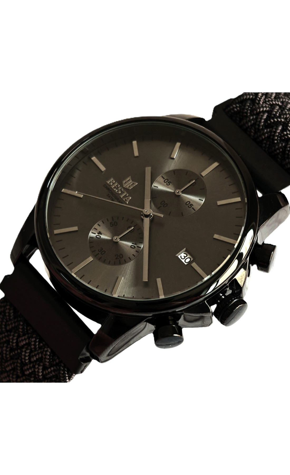 Чоловічий годинник  Besta Mars Black & Gray Nylon, 2 ремінці