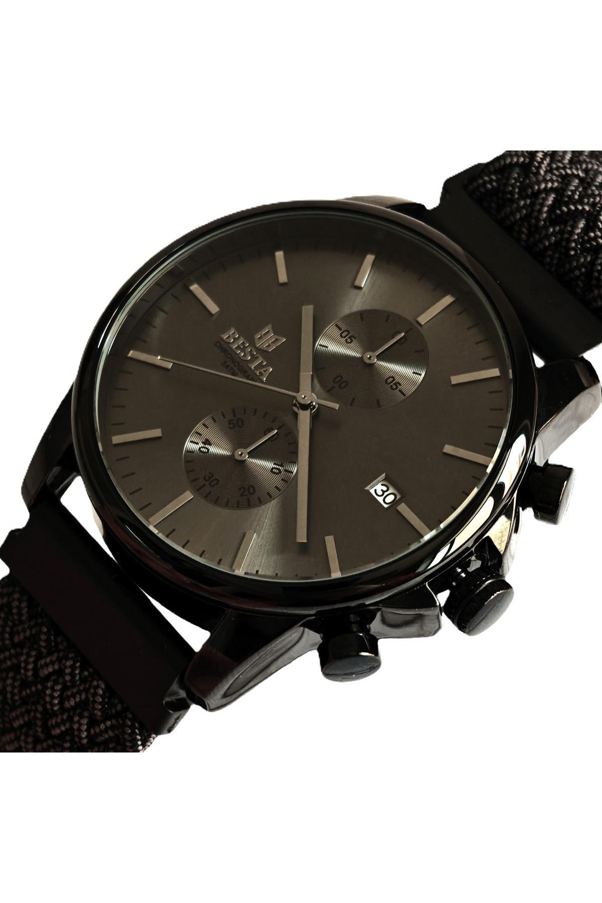 Чоловічий годинник  Besta Mars Black & Gray Nylon, 2 ремінці