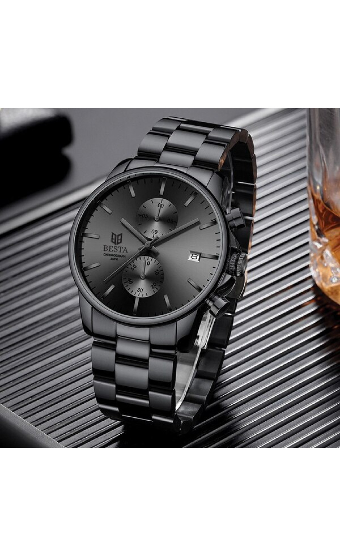 Чоловічий годинник  Besta Mars Black & Gray Nylon, 2 ремінці