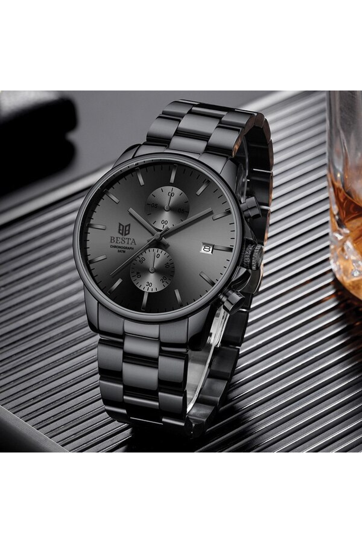 Чоловічий годинник  Besta Mars Black & Gray Nylon, 2 ремінці