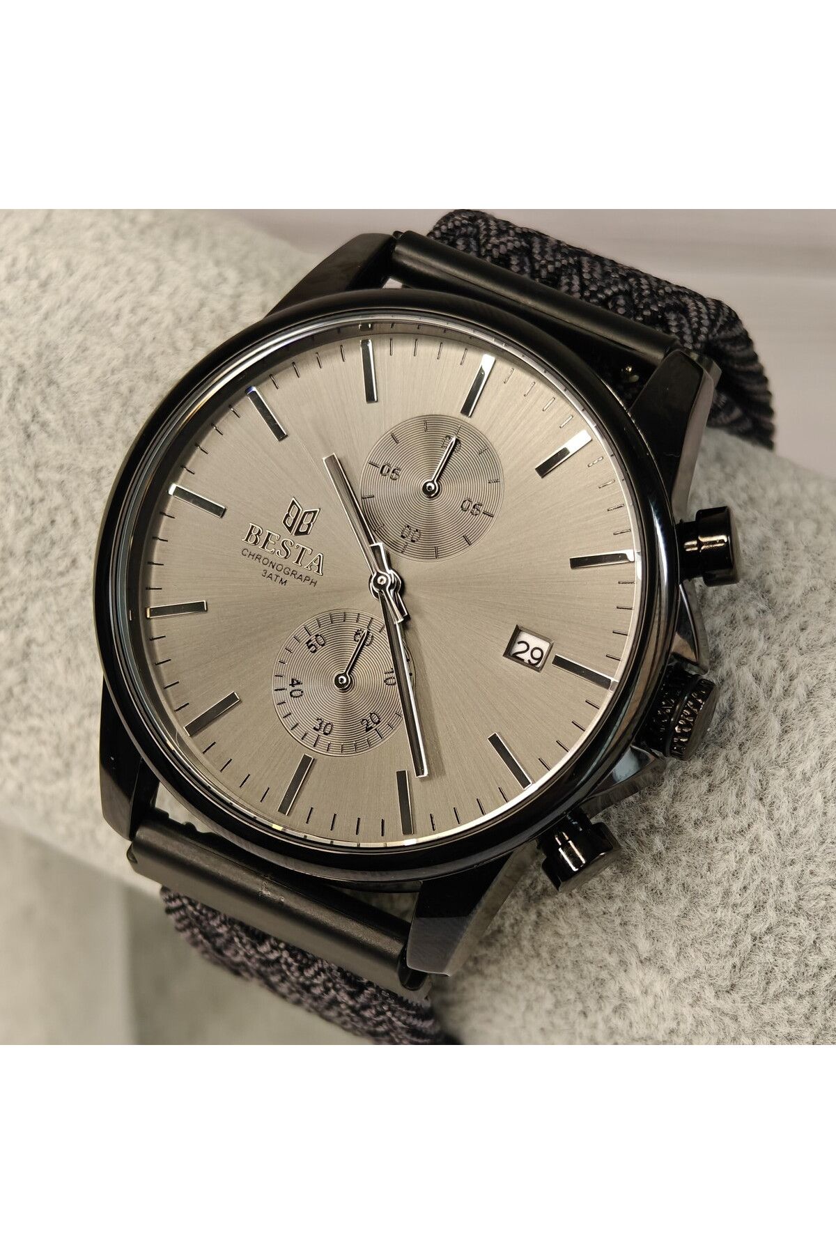 Чоловічий годинник  Besta Mars Black & Gray Nylon, 2 ремінці