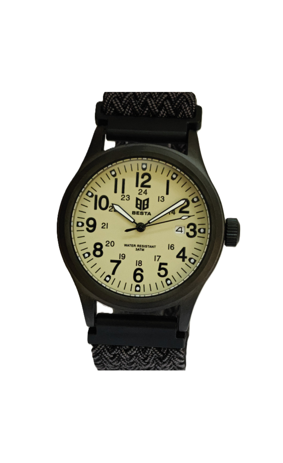 Чоловічий годинник  Besta Command Green Nylon, 2 ремінці