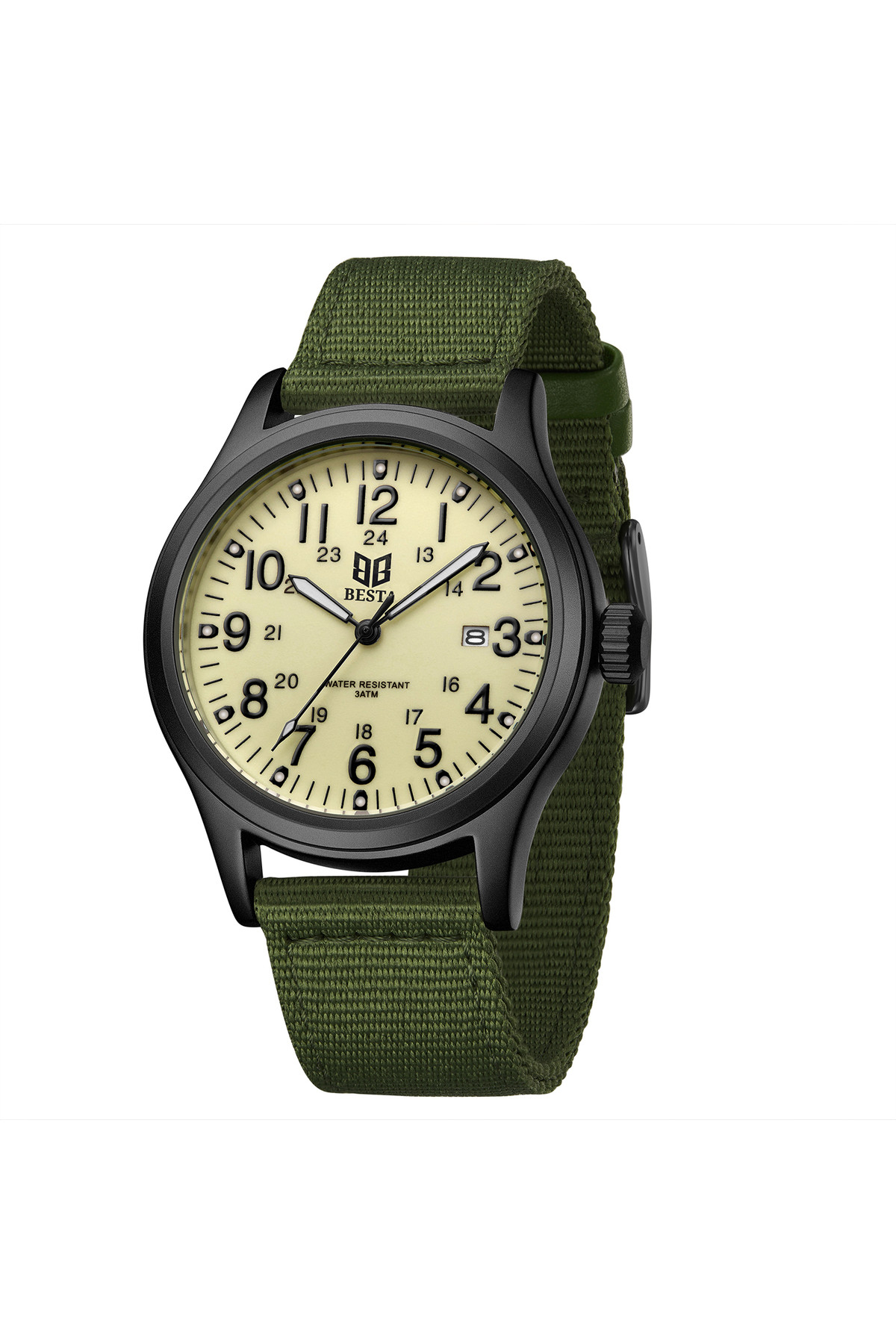 Чоловічий годинник  Besta Command Green Nylon, 2 ремінці