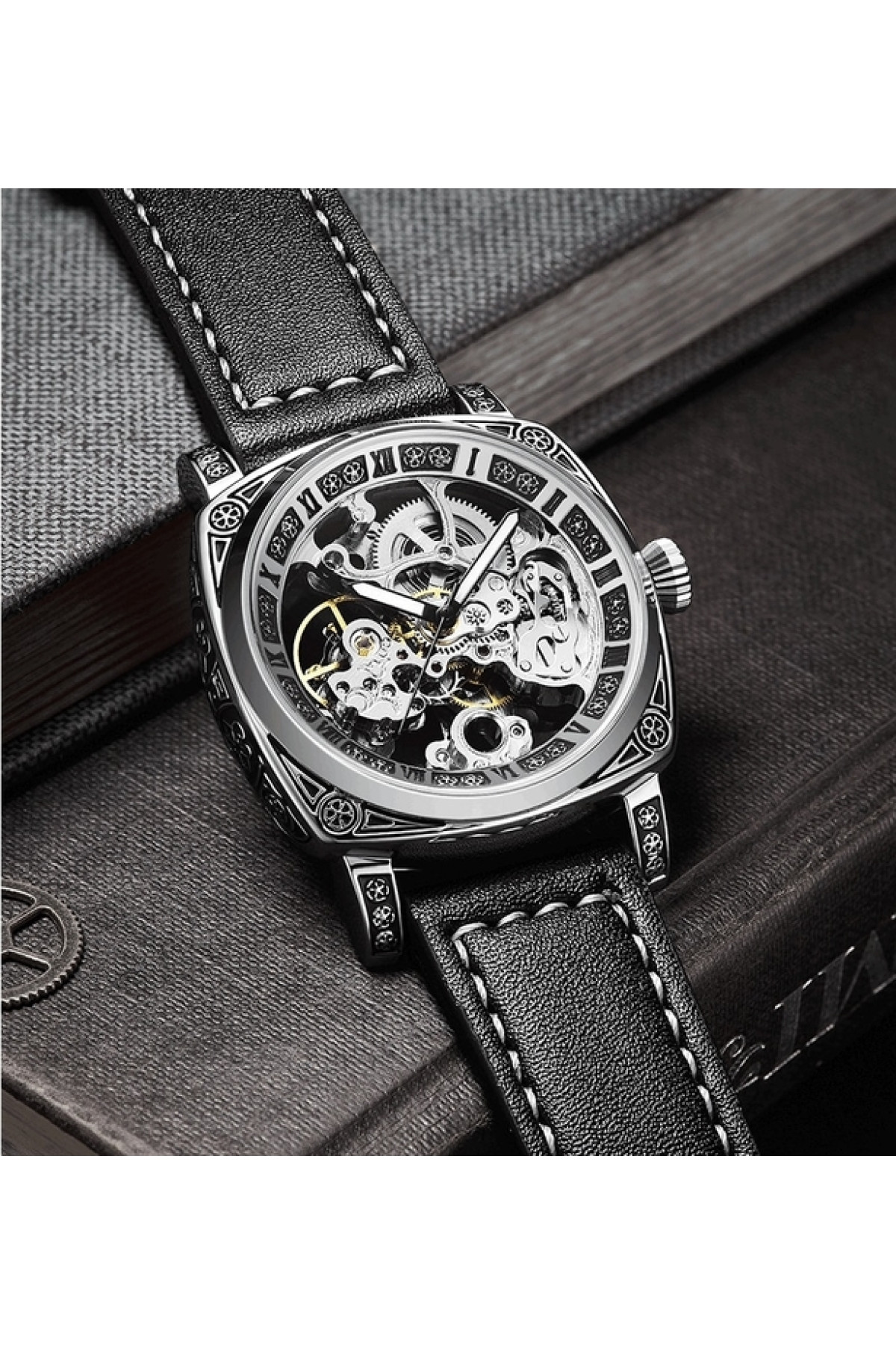 Чоловічий годинник  WishDoIt Baron Steel, 2 ремінці