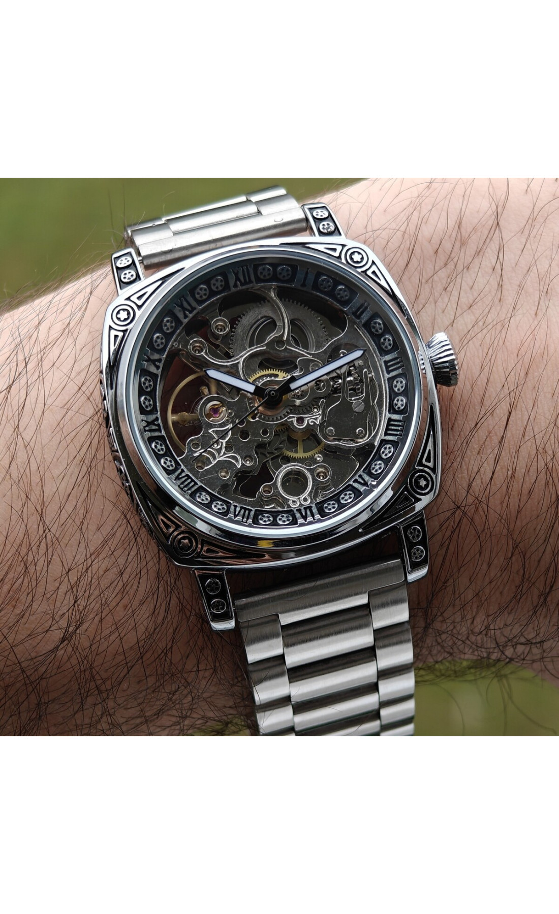 Чоловічий годинник  WishDoIt Baron Steel, 2 ремінці