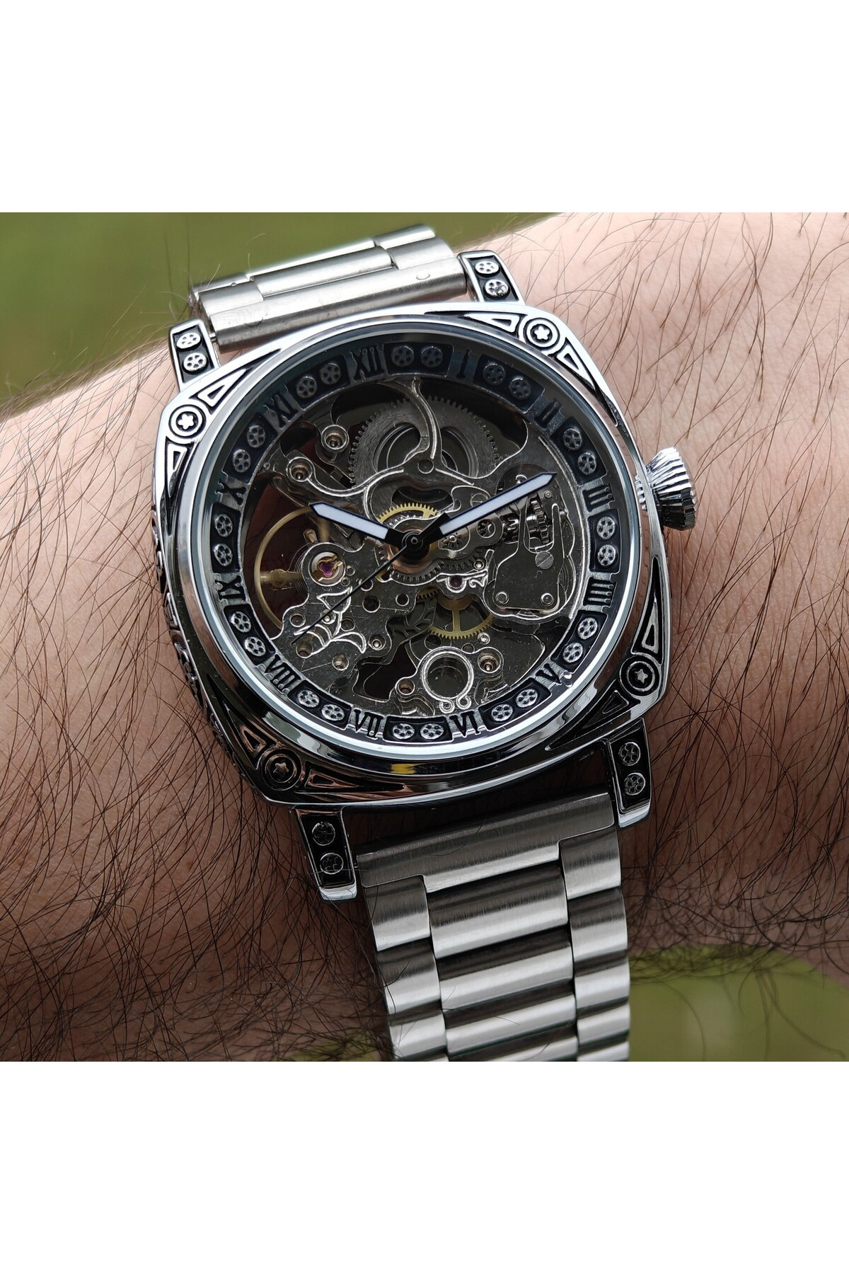 Чоловічий годинник  WishDoIt Baron Steel, 2 ремінці