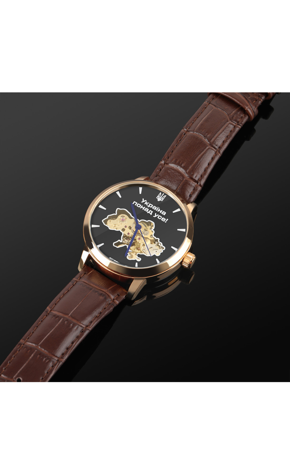 Чоловічий годинник  Besta Skeleton Gold Black Metal, 2 ремінці