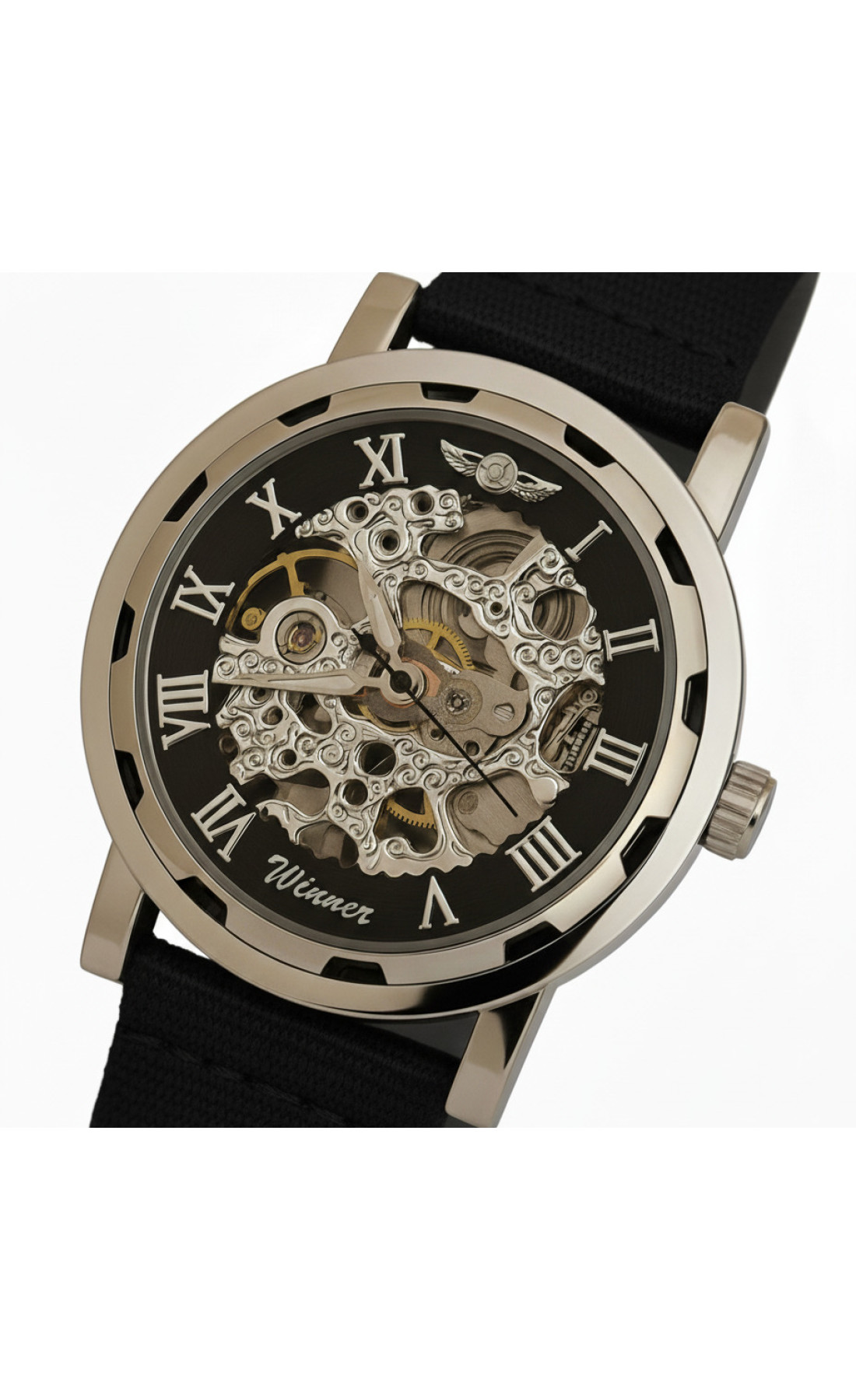 Чоловічий годинник  Winner Black Textile Classic, 2 ремінці