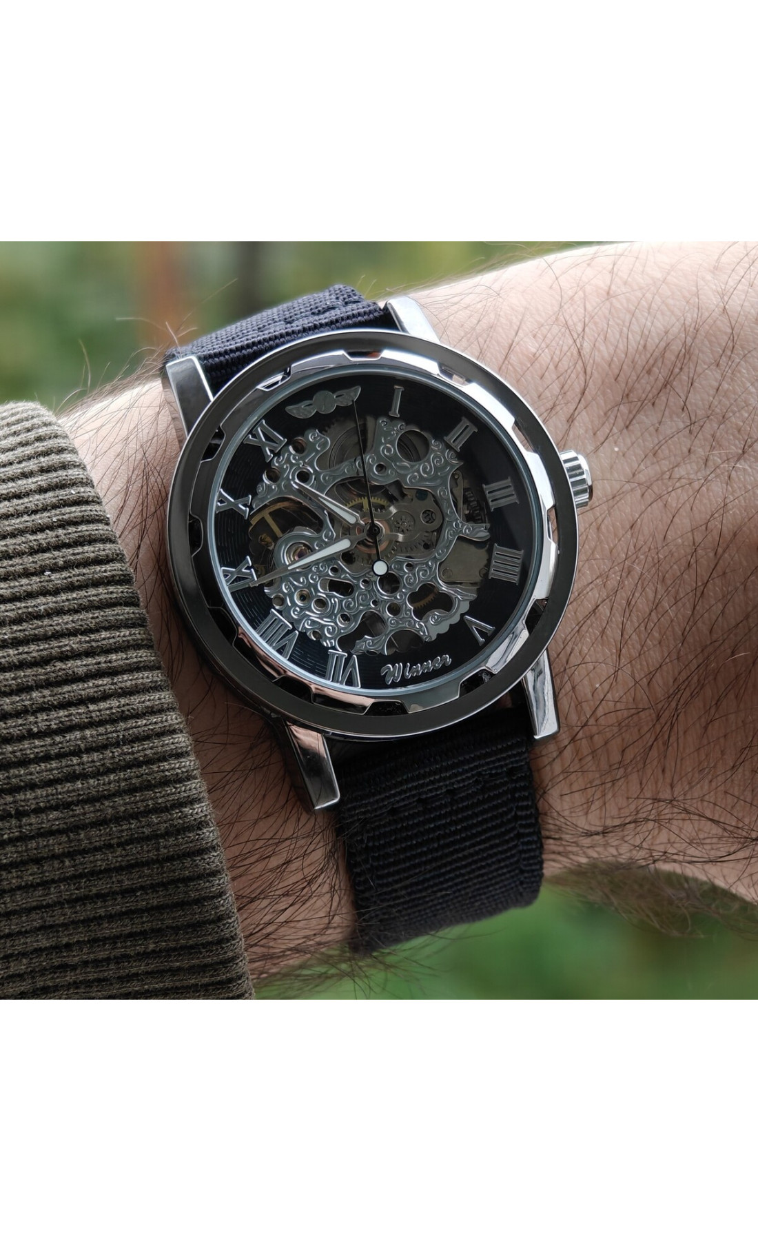 Чоловічий годинник  Winner Black Textile Classic, 2 ремінці