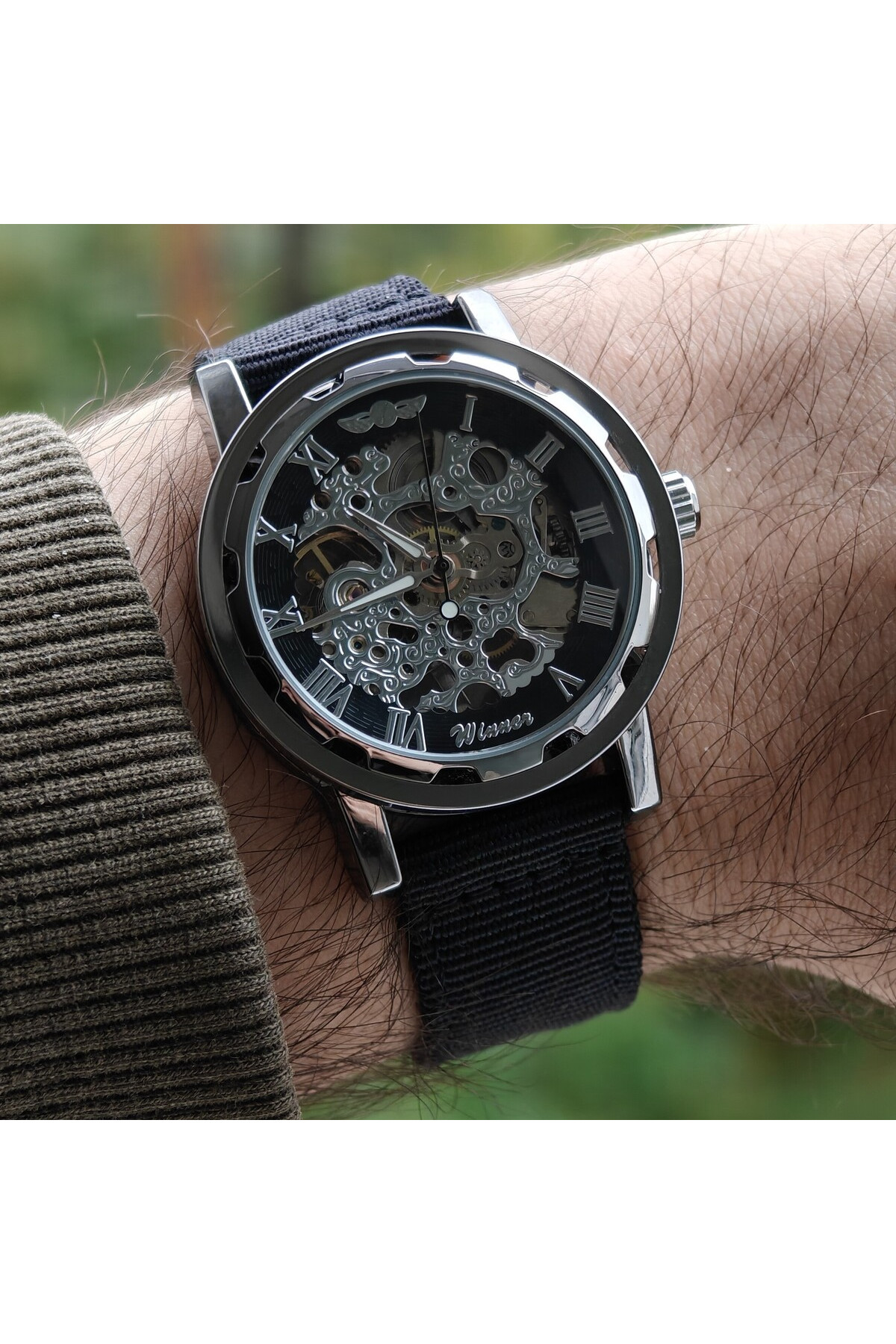 Чоловічий годинник  Winner Black Textile Classic, 2 ремінці