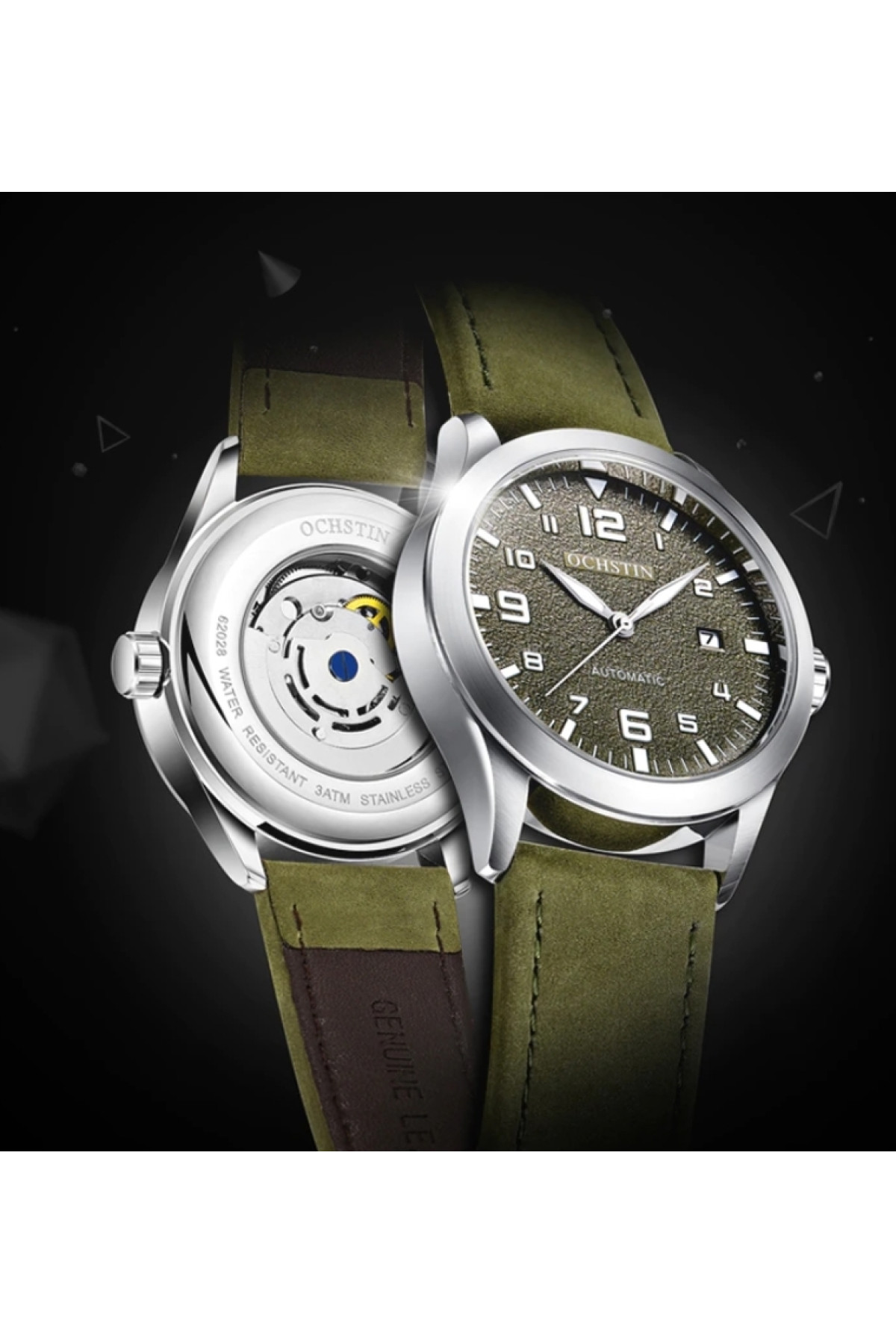 Чоловічий годинник  Ochstin Military Hook Green, 2 ремінці