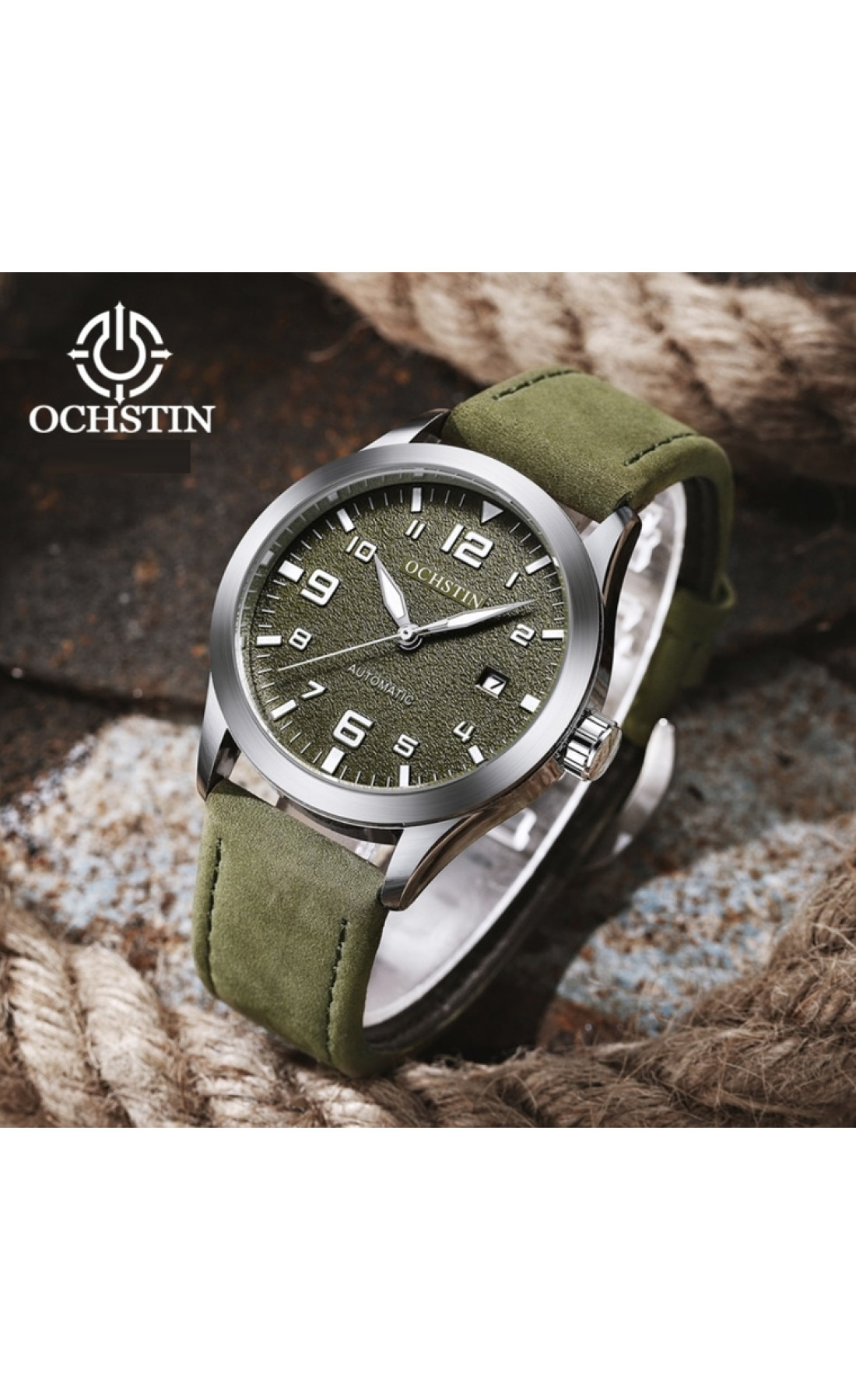 Чоловічий годинник  Ochstin Military Hook Green, 2 ремінці